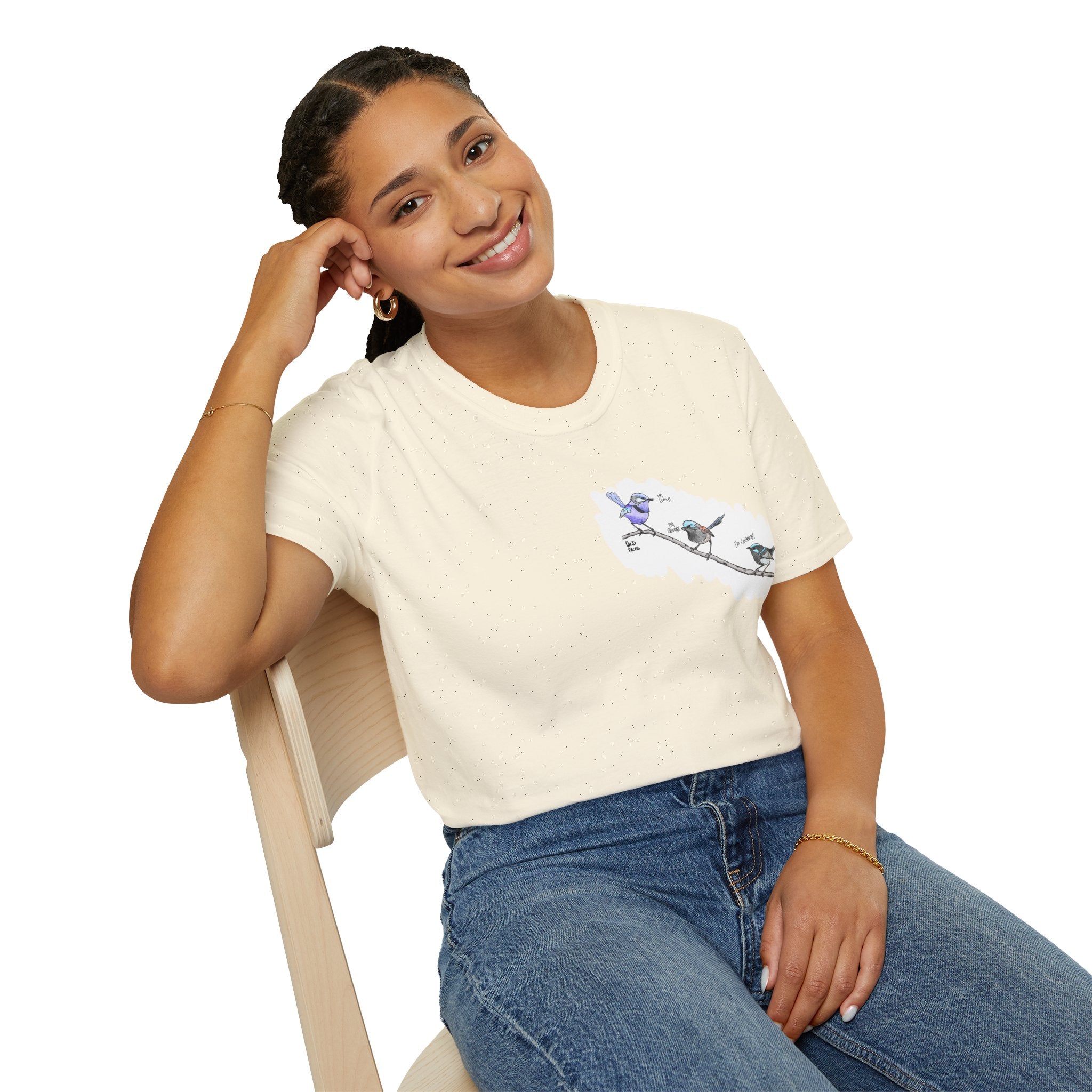 A trio of  Fairy-wrens (spendid, superb and lovely) - Small design - Unisex Softstyle T-Shirt Printify