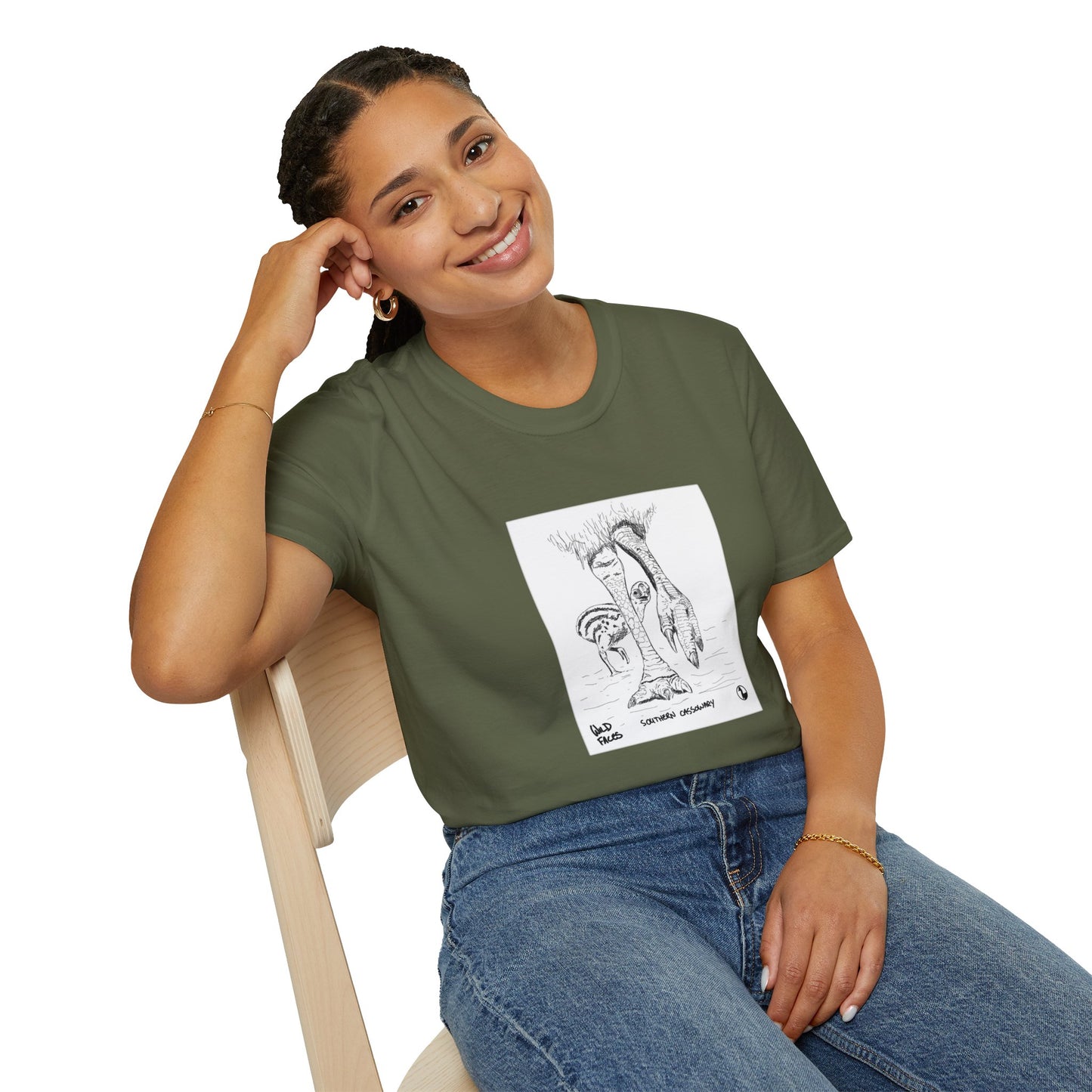 Southern Cassowary with chick - Unisex Softstyle T-Shirt