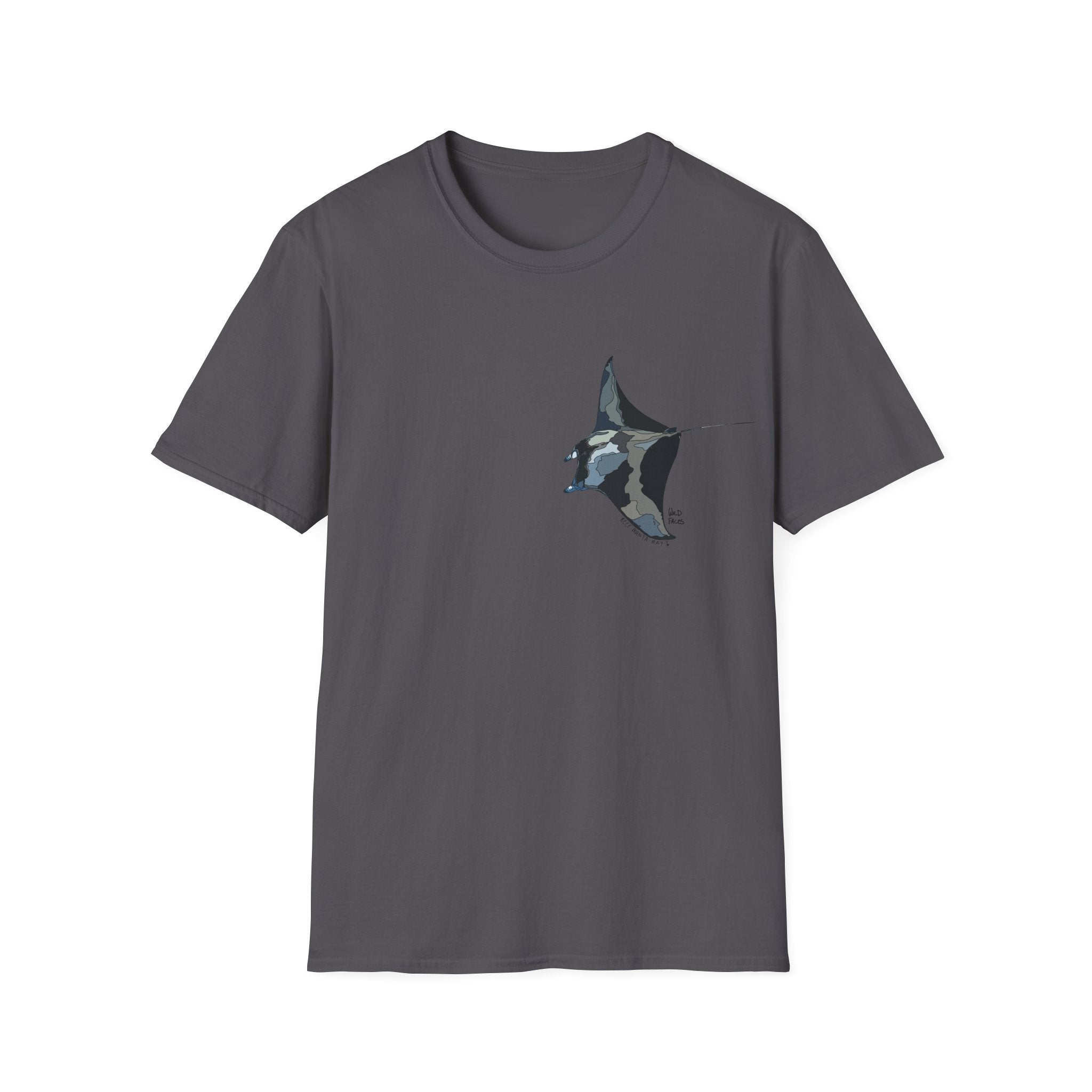 Reef Manta Ray- small design - Unisex Softstyle T-Shirt Printify