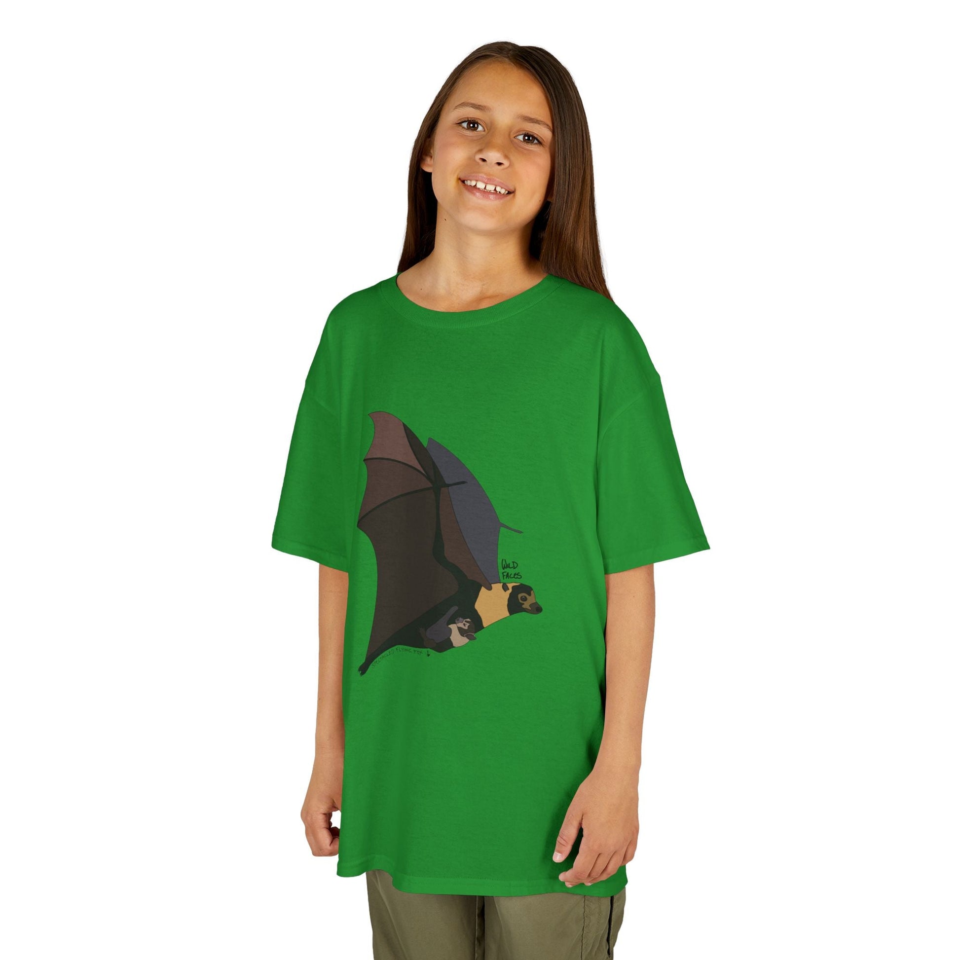Spectacled Flying Fox (in flight) | Kids Heavy Cotton™ Tee Printify