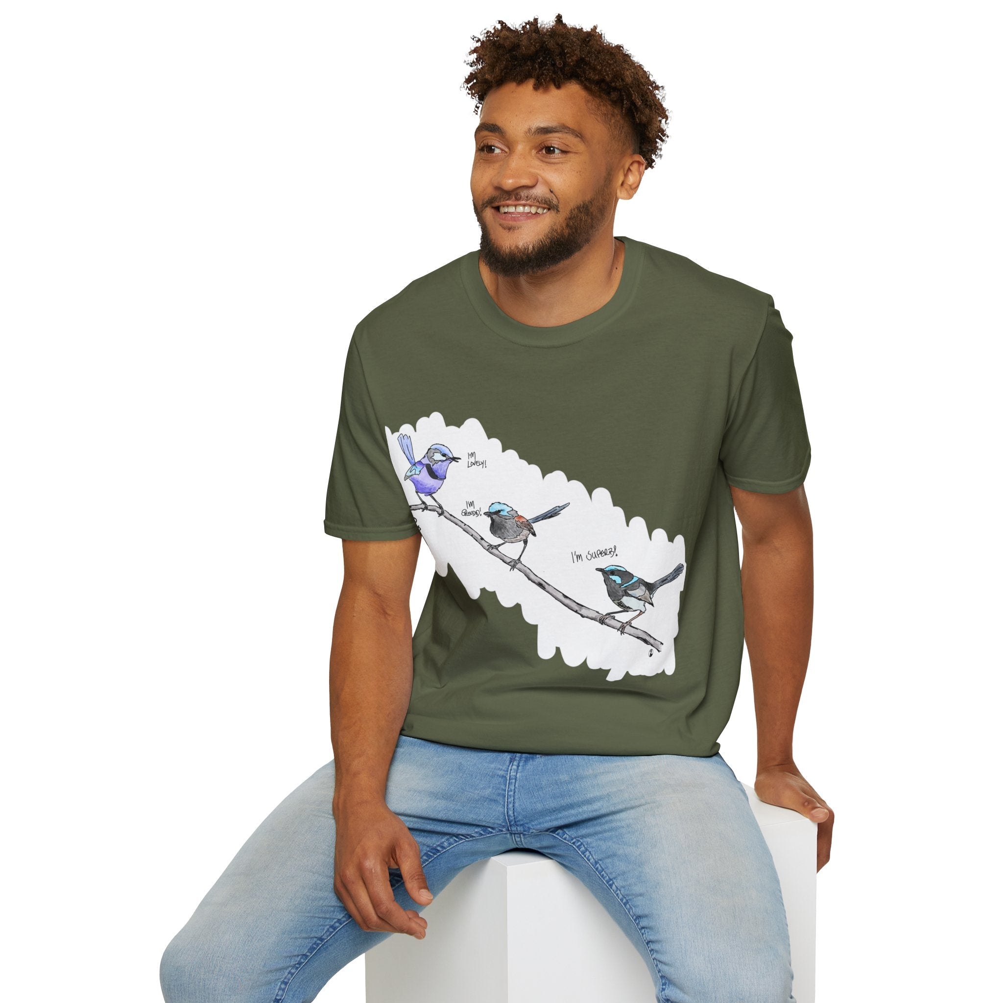 A trio of  Fairy-wrens (spendid, superb and lovely) - Unisex Softstyle T-Shirt Printify