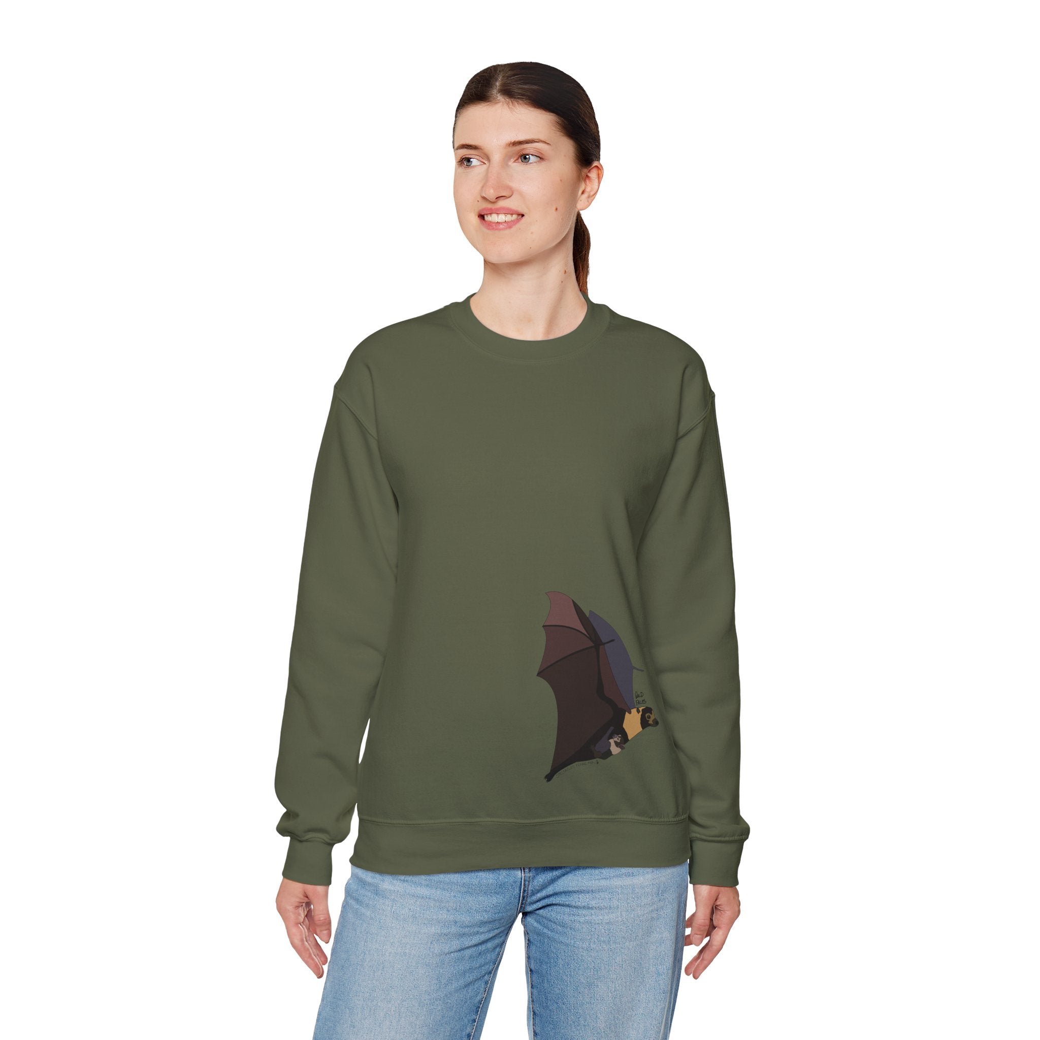 Spectacled Flying Fox (in flight) Sweatshirt | Unisex Heavy Blend™ Crewneck Printify