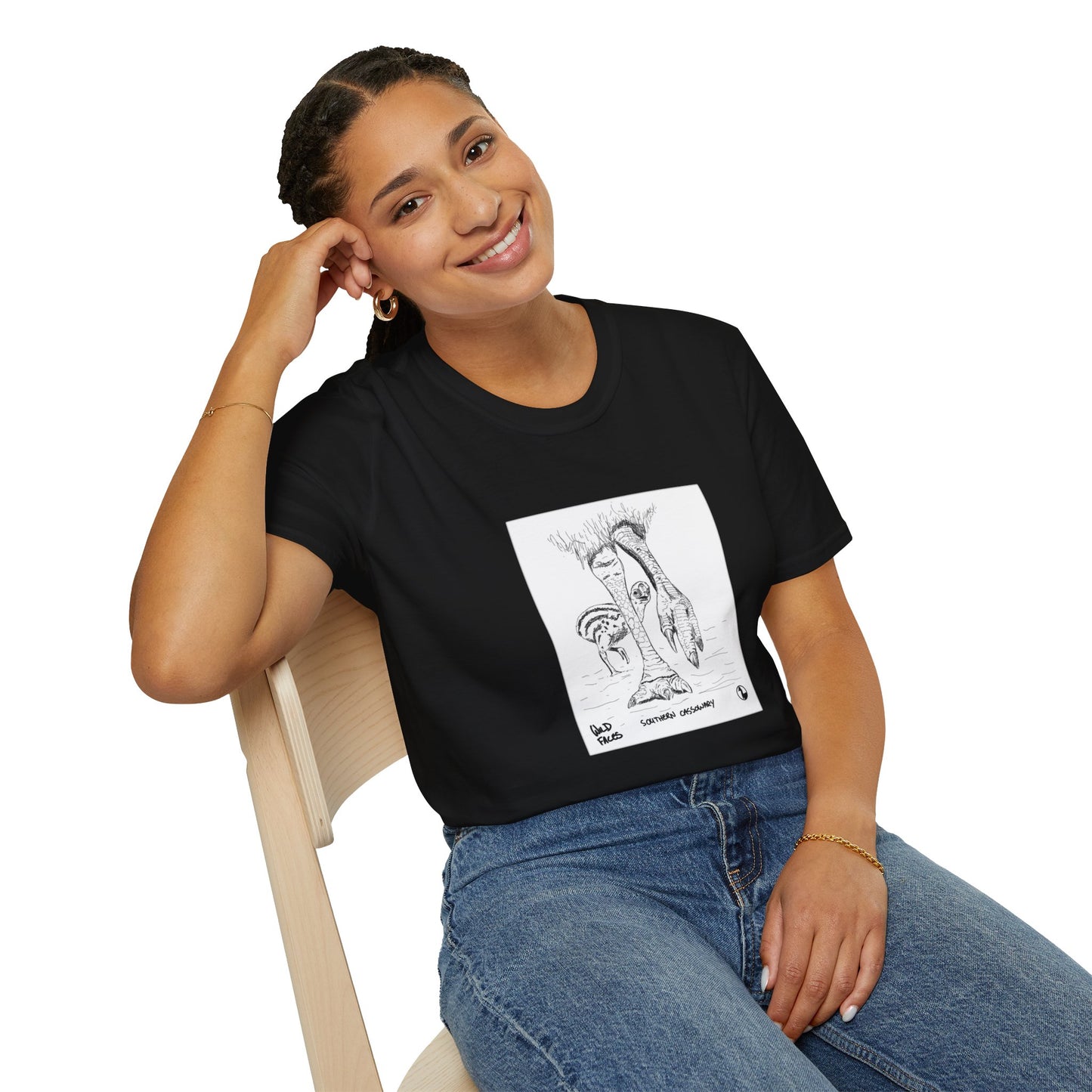 Southern Cassowary with chick - Unisex Softstyle T-Shirt