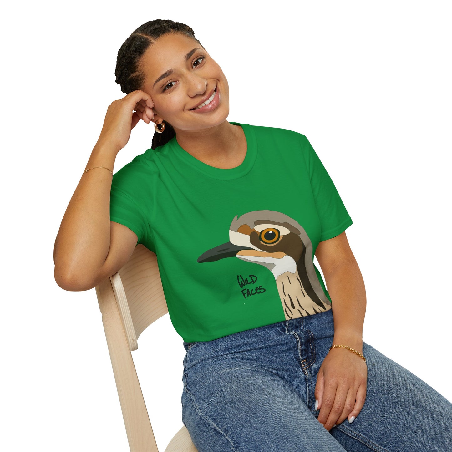 Bush Stone-curlew Head - Unisex Softstyle T-Shirt