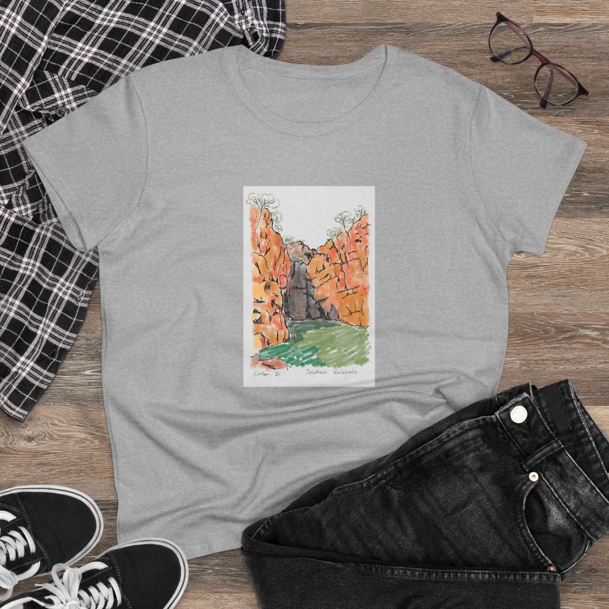 Southern Rockhole, Nitmiluk - Women's Midweight Cotton Tee Printify