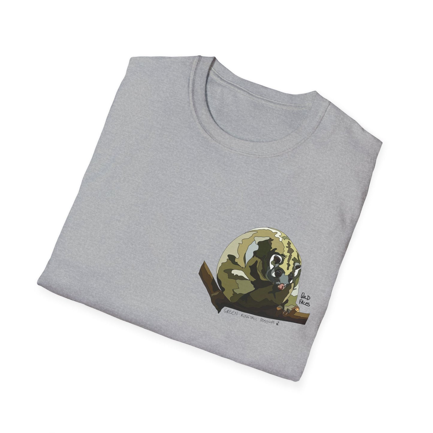 Green Ringtail Possum - Small Design - Unisex Softstyle T-Shirt