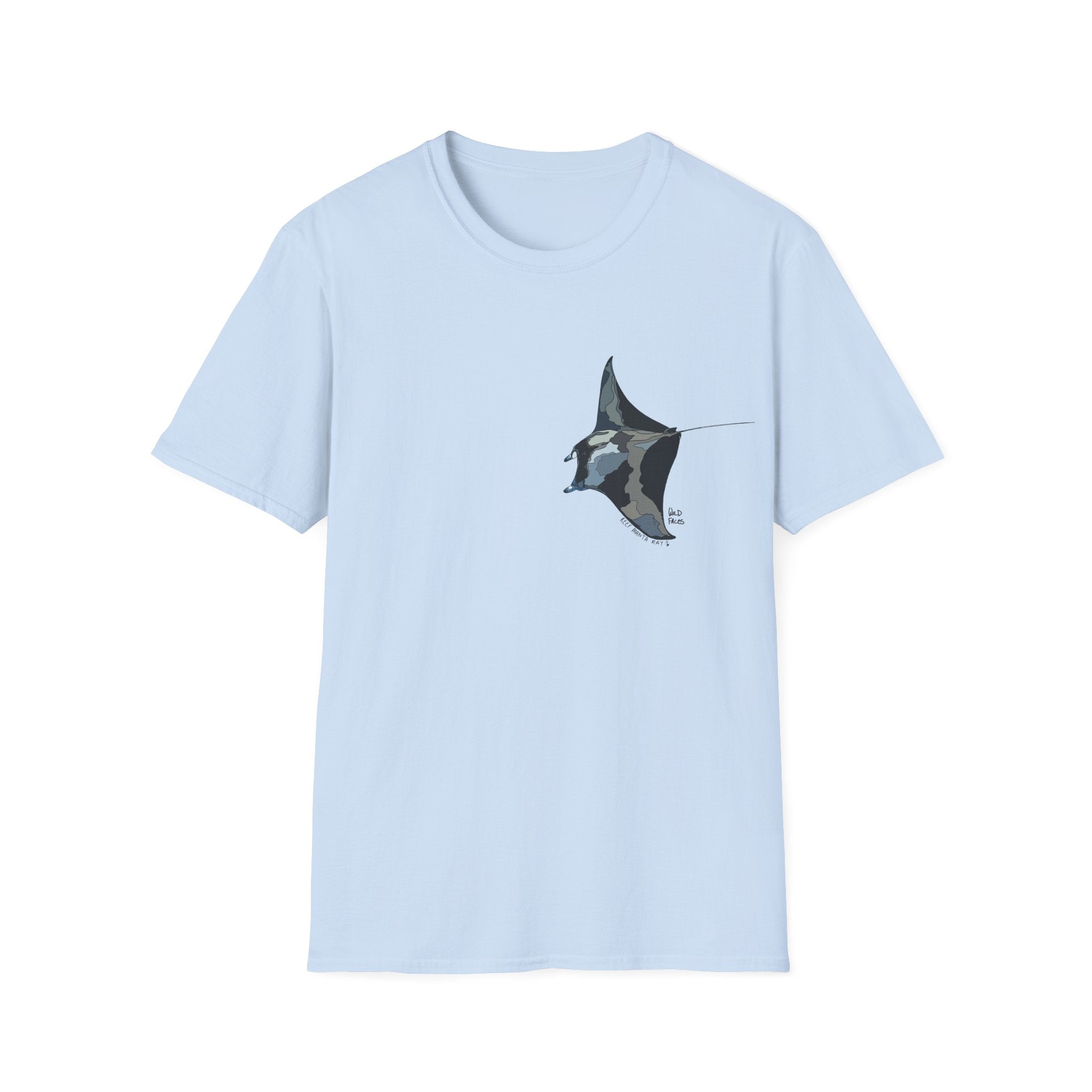 Reef Manta Ray- small design - Unisex Softstyle T-Shirt Printify