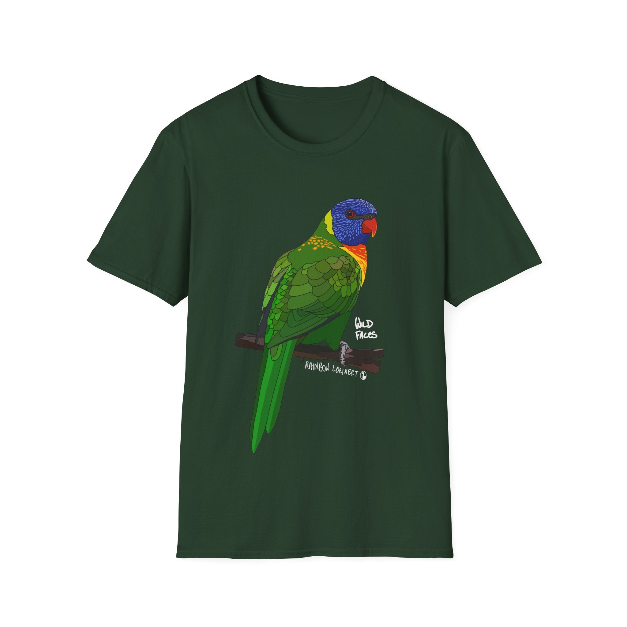 Rainbow Lorikeet (white writing) - Unisex Softstyle T-Shirt