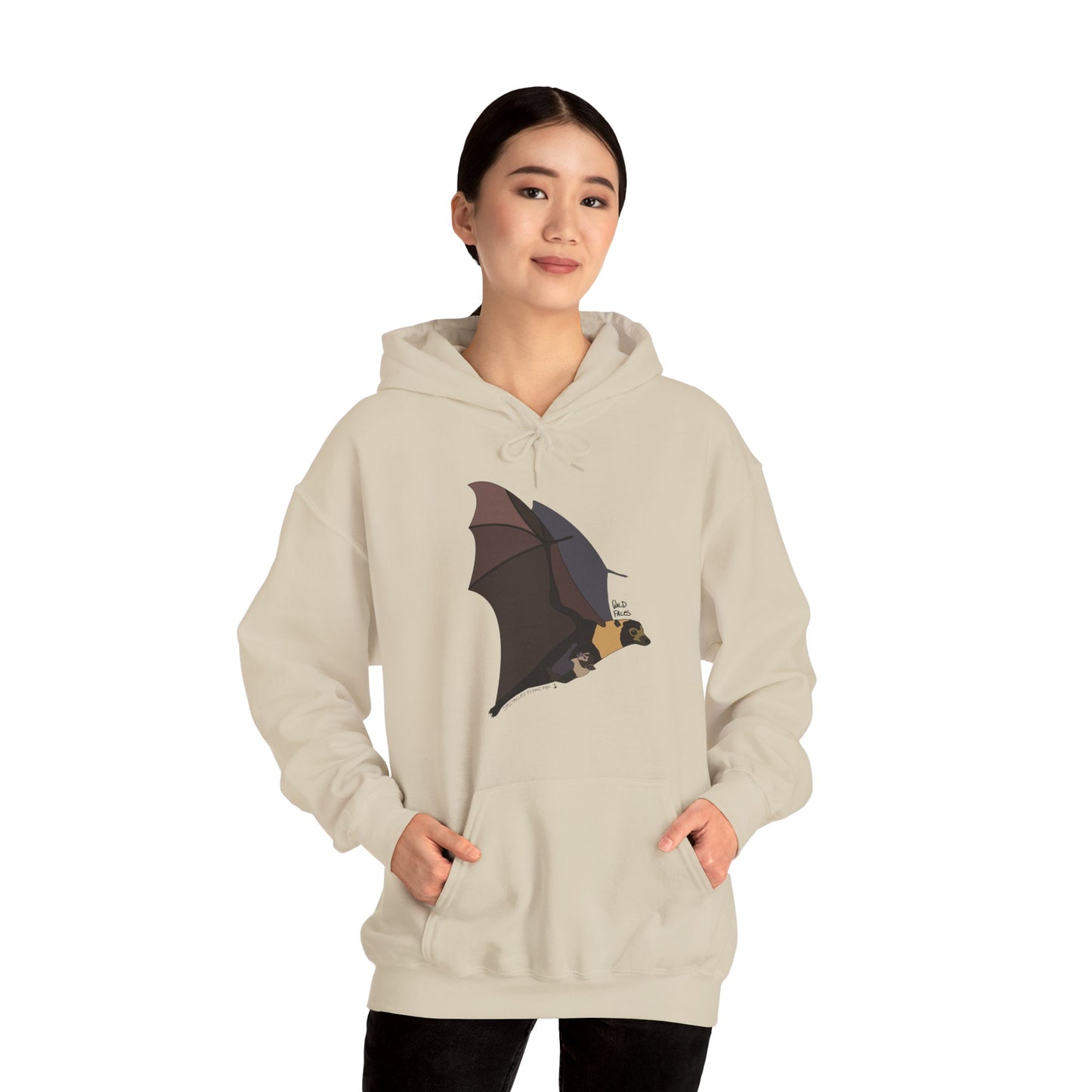 Spectacled Flying Fox (in flight) | Unisex Heavy Blend™ Hooded Sweatshirt