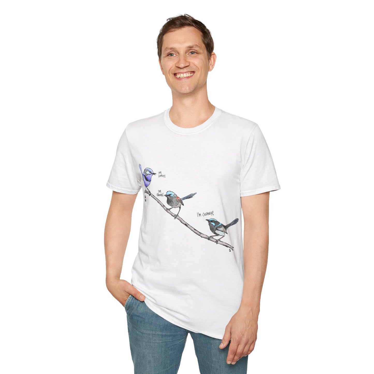 A trio of  Fairy-wrens (spendid, superb and lovely) - Unisex Softstyle T-Shirt