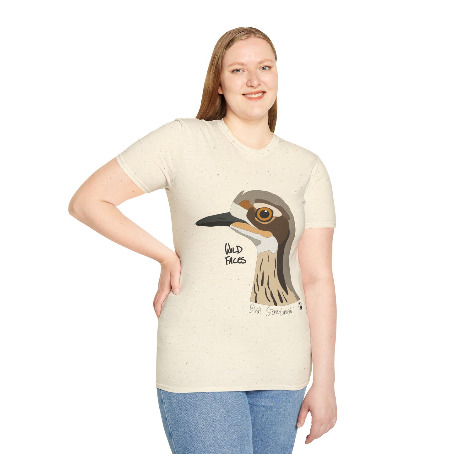 Bush Stone-curlew Head - Unisex Softstyle T-Shirt