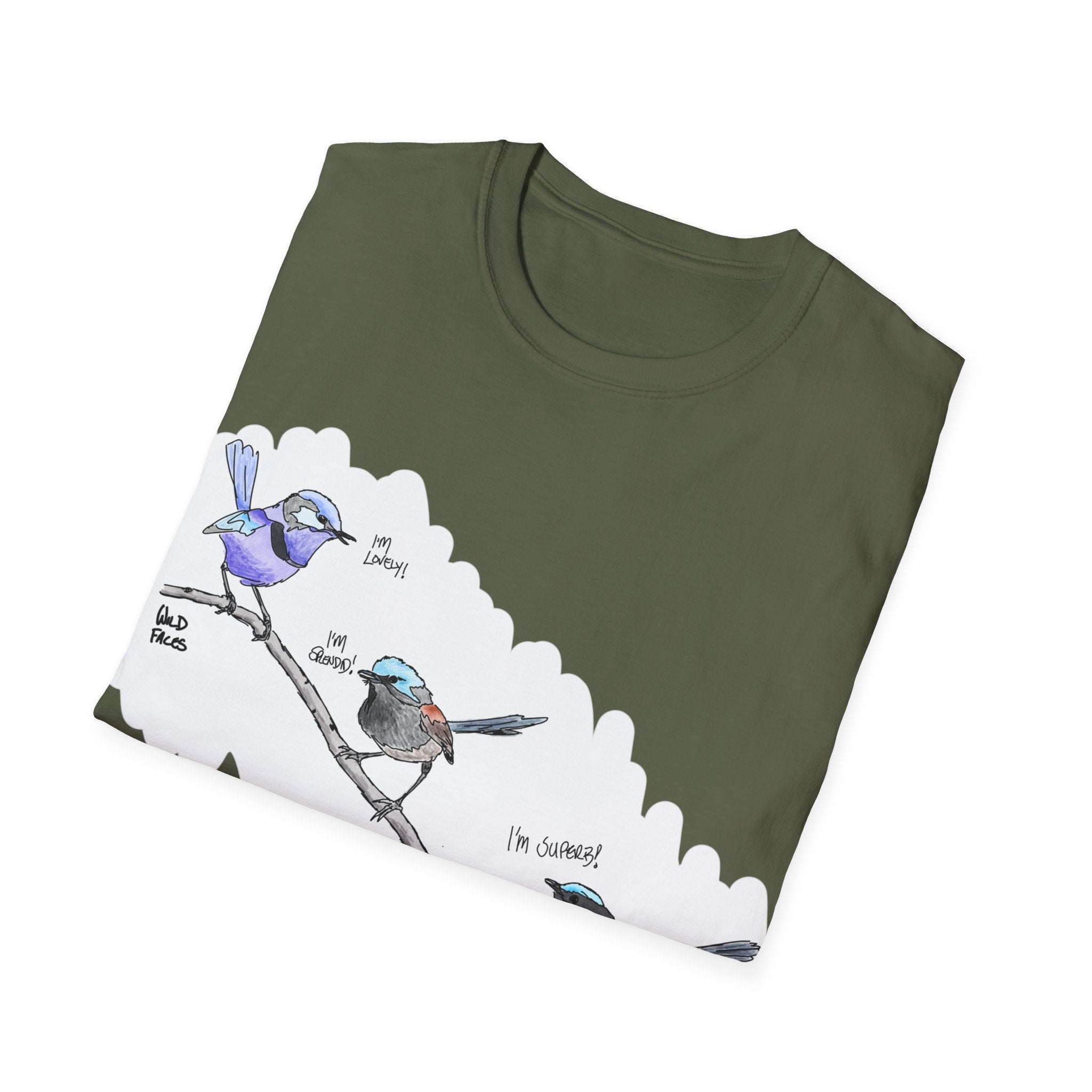 A trio of  Fairy-wrens (spendid, superb and lovely) - Unisex Softstyle T-Shirt Printify