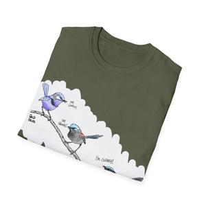 A trio of  Fairy-wrens (spendid, superb and lovely) - Unisex Softstyle T-Shirt Printify