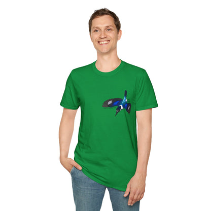 Forest Kingfisher (flying) - Small design - Unisex Softstyle T-Shirt