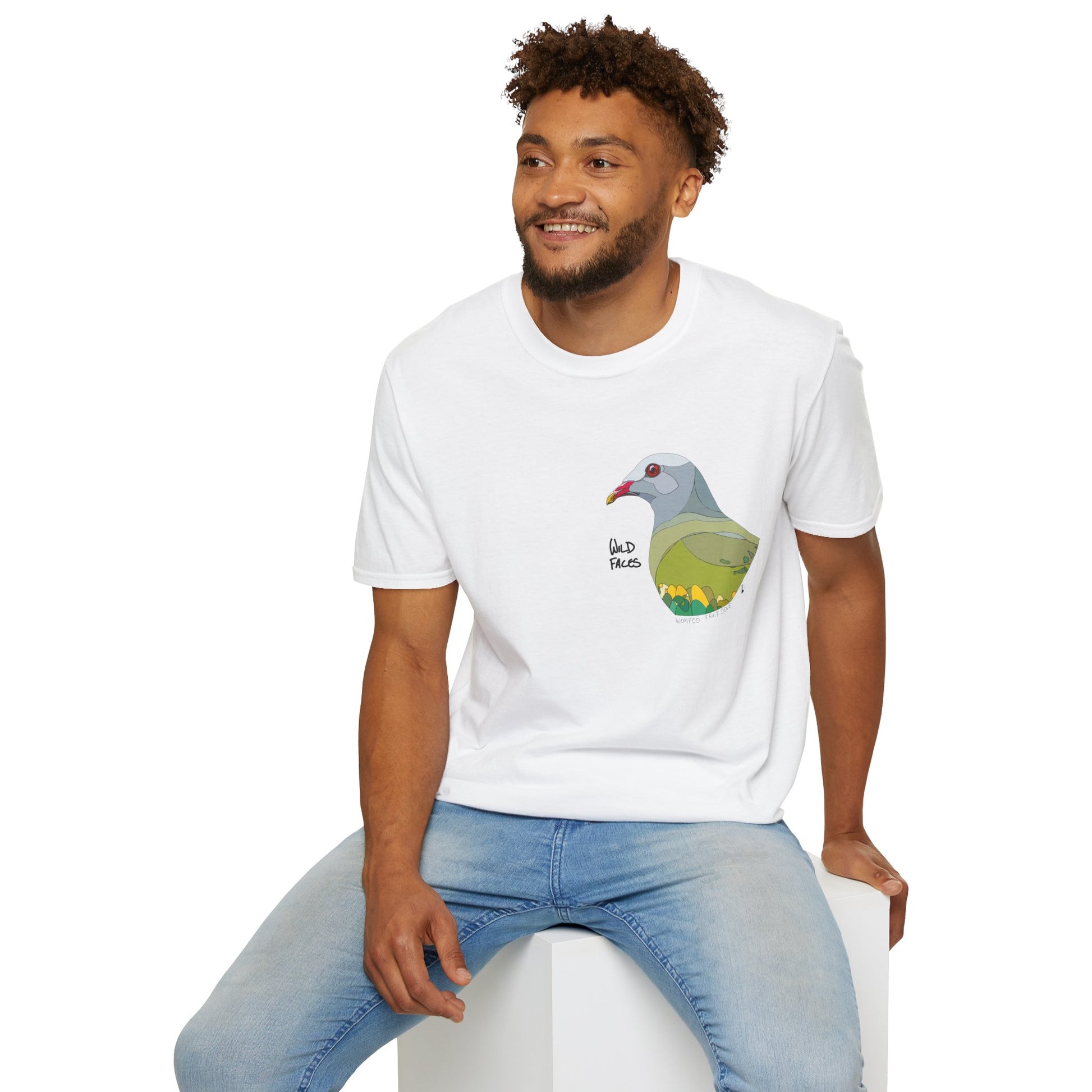 Wompoo Fruit Dove - Small design - Unisex Softstyle T-Shirt Printify