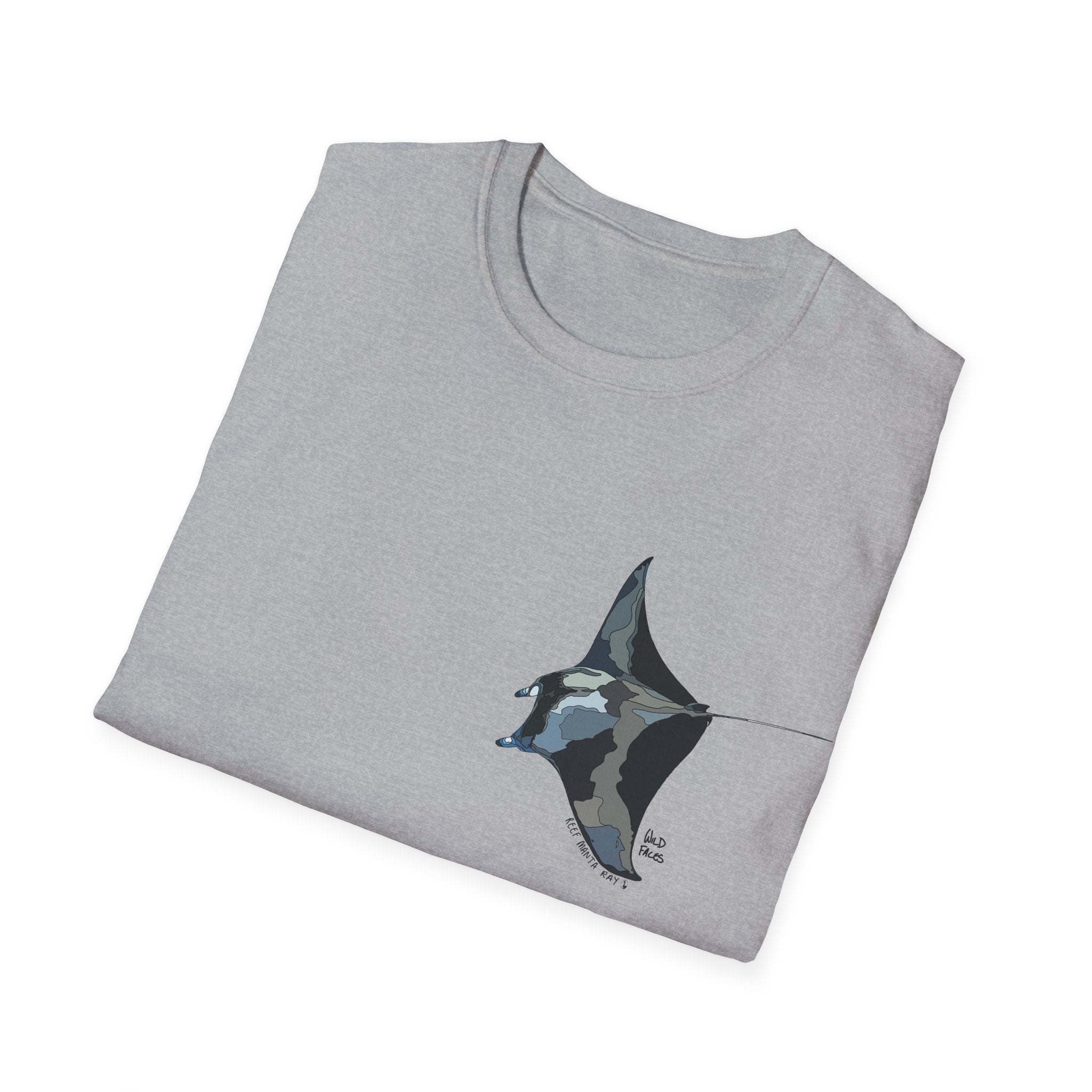 Reef Manta Ray- small design - Unisex Softstyle T-Shirt Printify