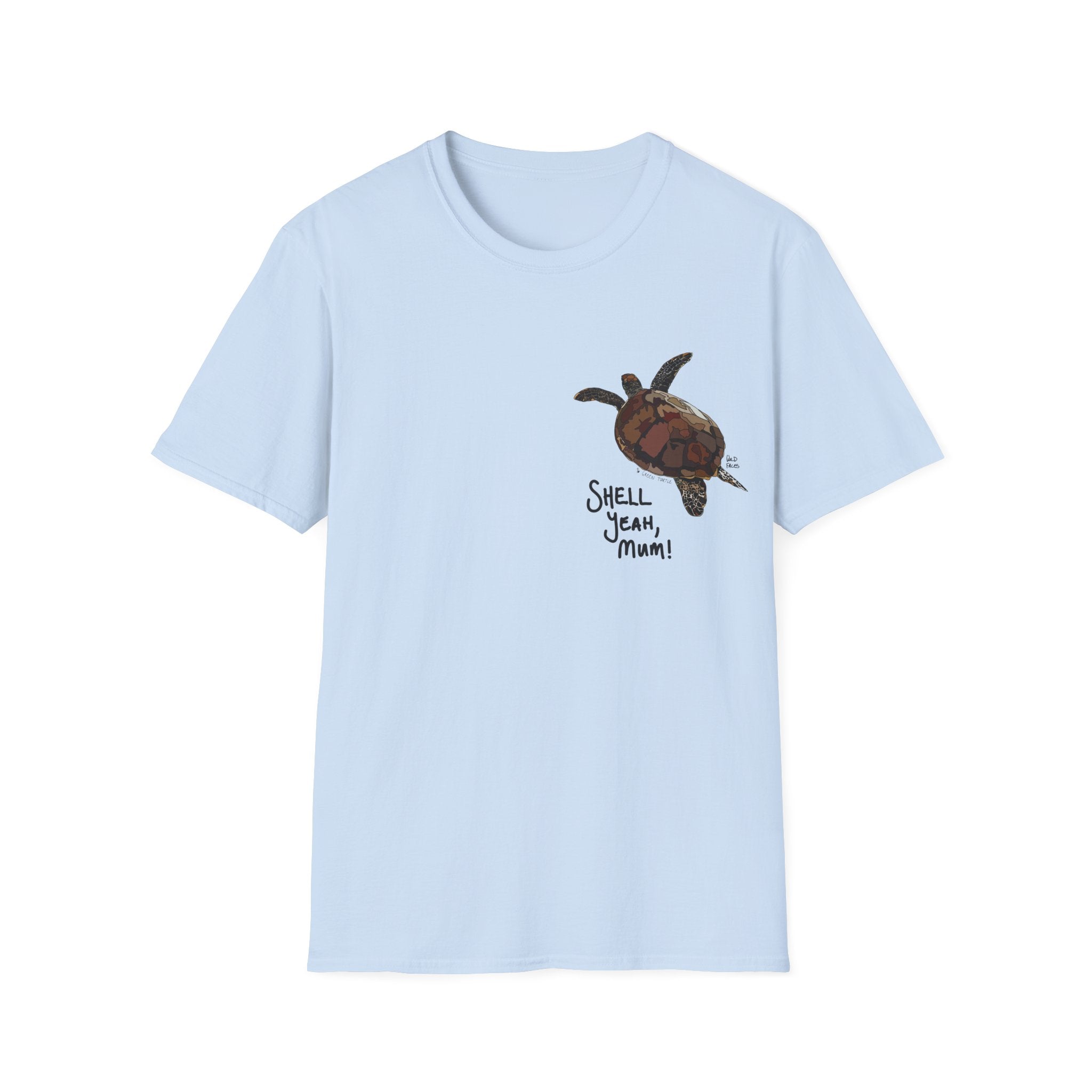 Shell yeah, mum - Green Turtle - Small design - Unisex Softstyle T-Shirt