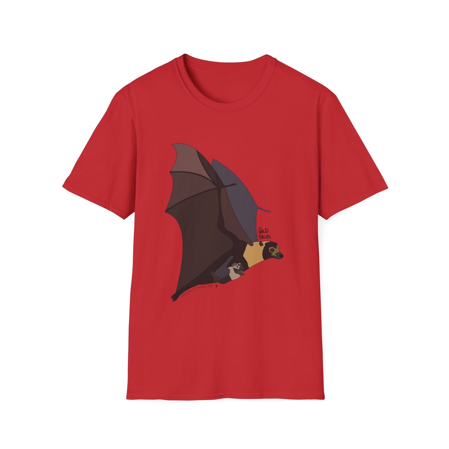 Spectacled Flying Fox (in flight) - Unisex Softstyle T-Shirt