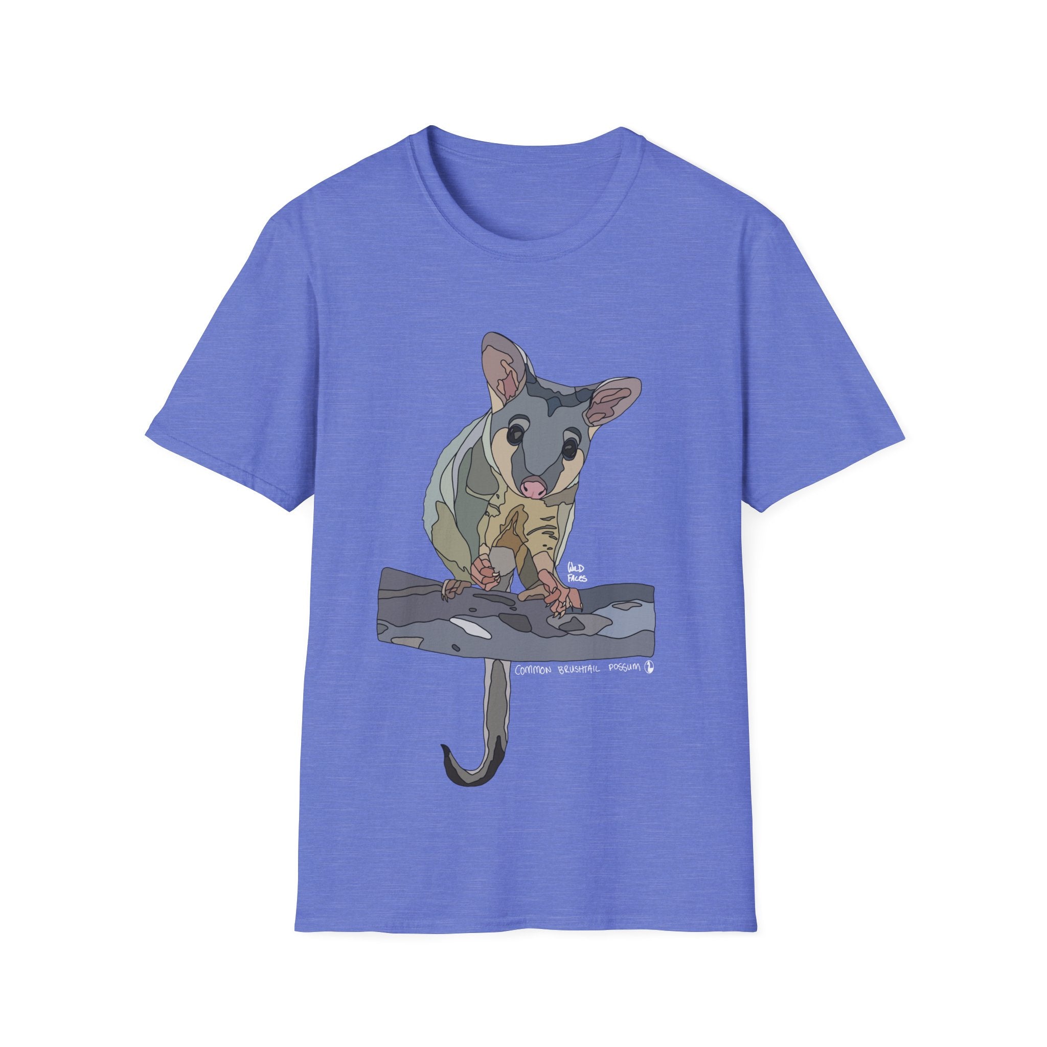 Common Brushtail Possum (white writing) - Unisex Softstyle T-Shirt