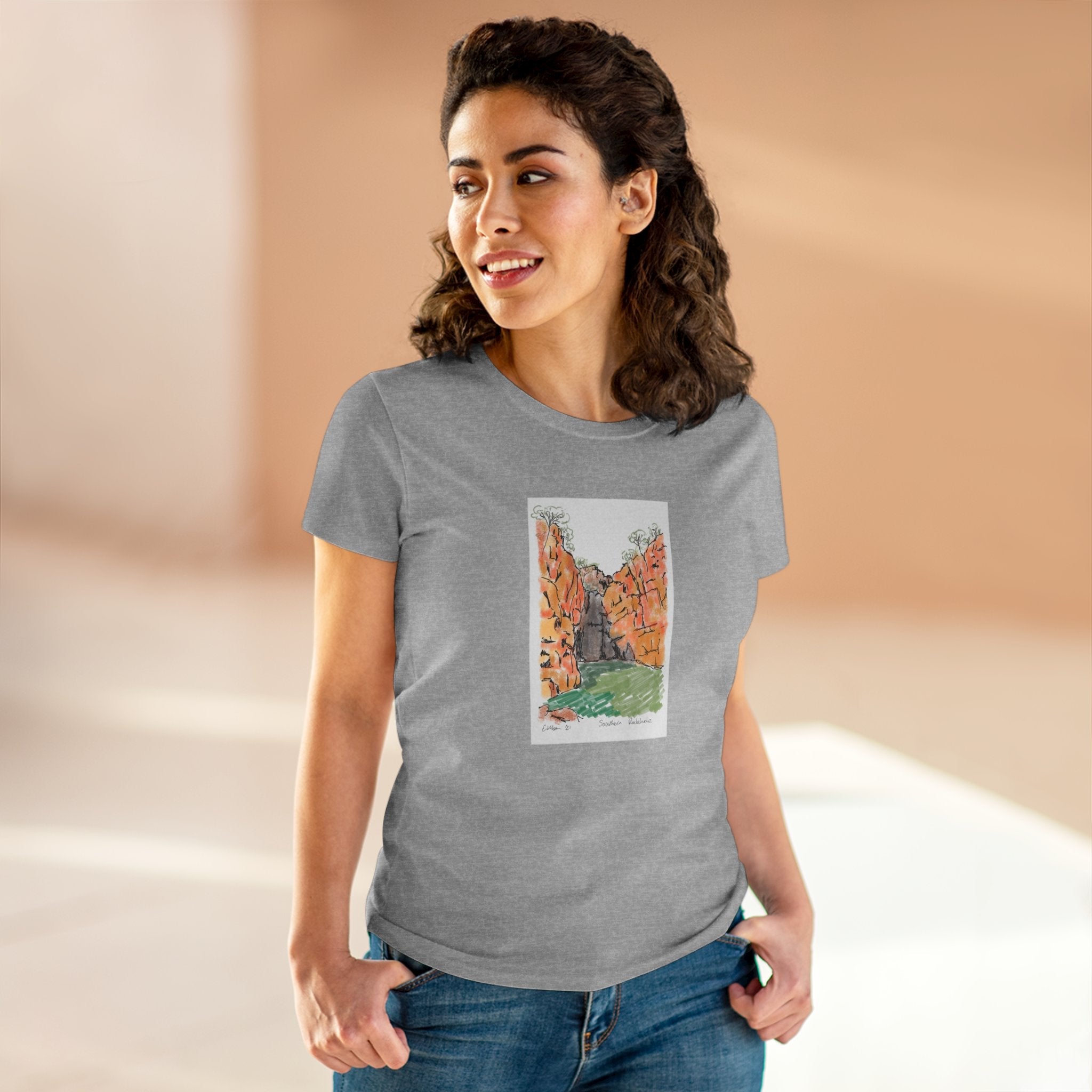 Southern Rockhole, Nitmiluk - Women's Midweight Cotton Tee Printify