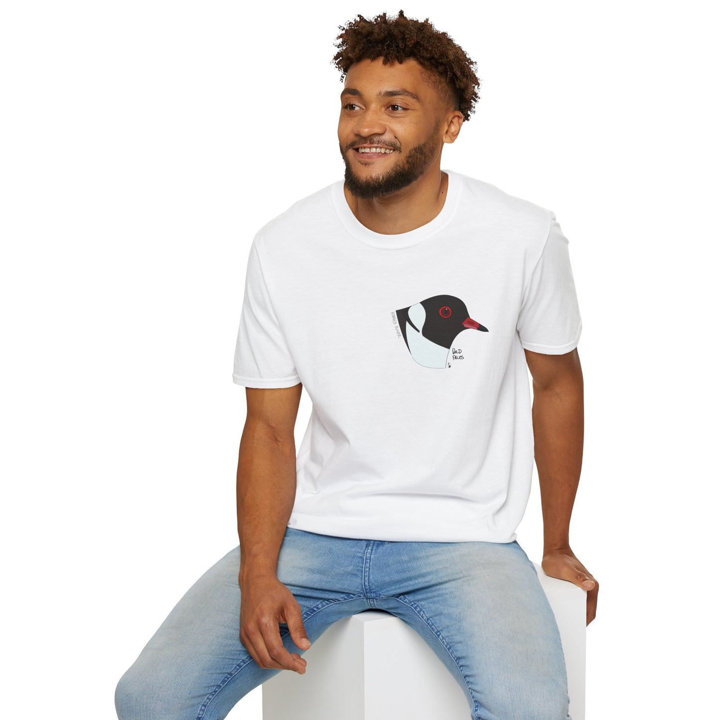 Hooded Plover Head-Small design- Unisex Softstyle T-Shirt