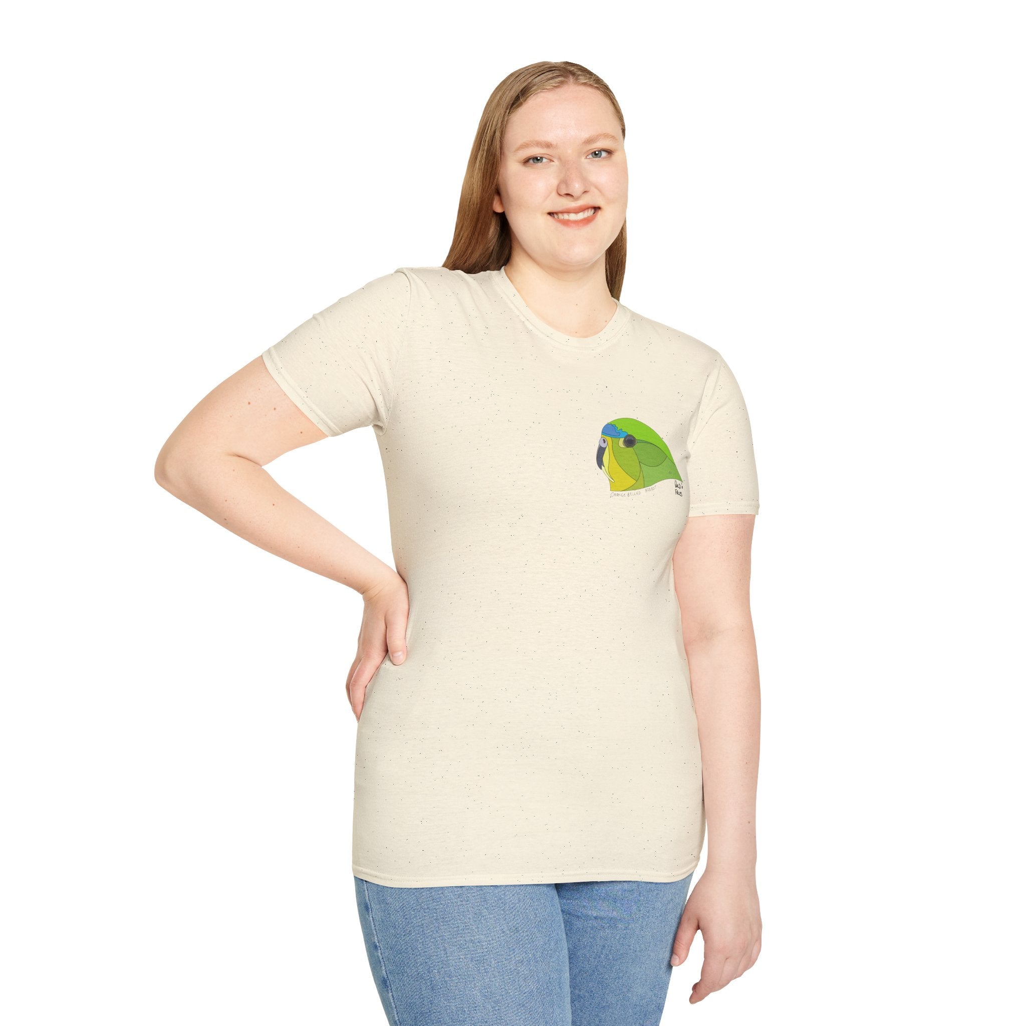 Orange-bellied Parrot - Small design- Unisex Softstyle T-Shirt Printify
