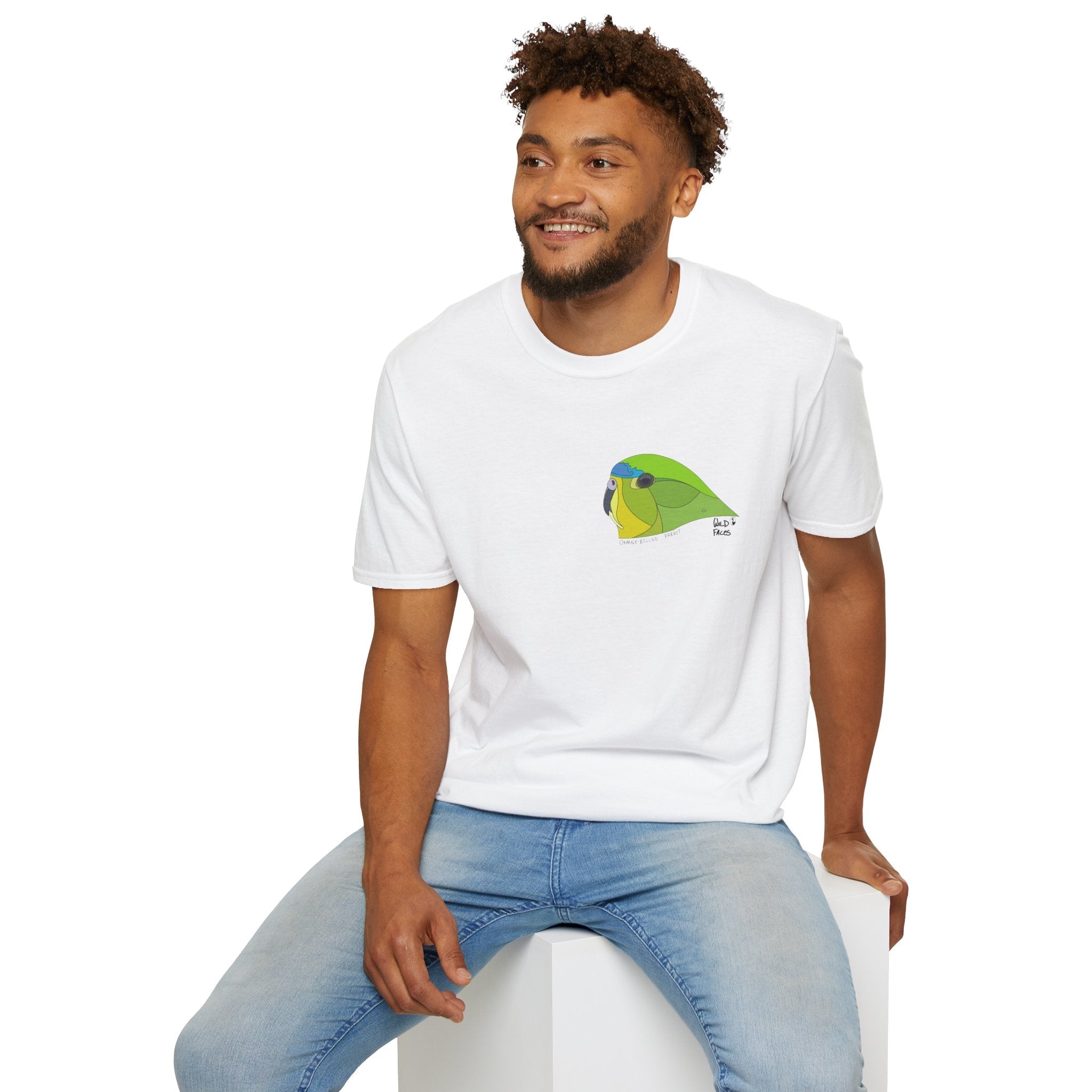 Orange-bellied Parrot - Small design- Unisex Softstyle T-Shirt Printify