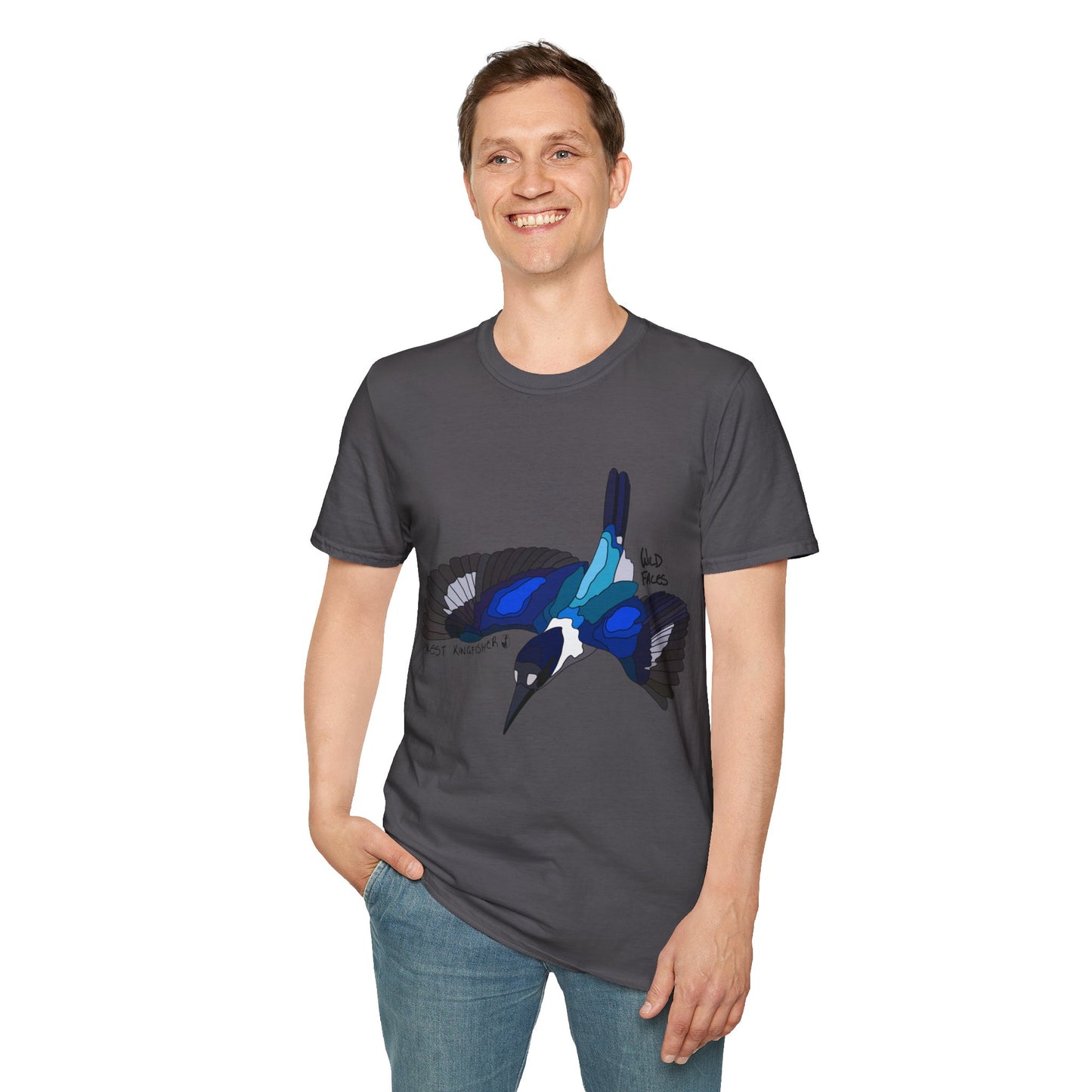 Forest Kingfisher (flying) - Unisex Softstyle T-Shirt