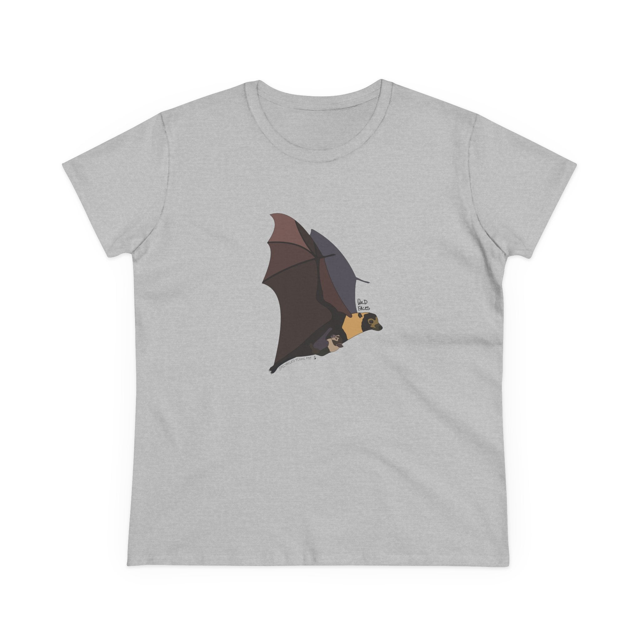 Spectacled Flying Fox (in flight) - Women's Midweight Cotton Tee Printify