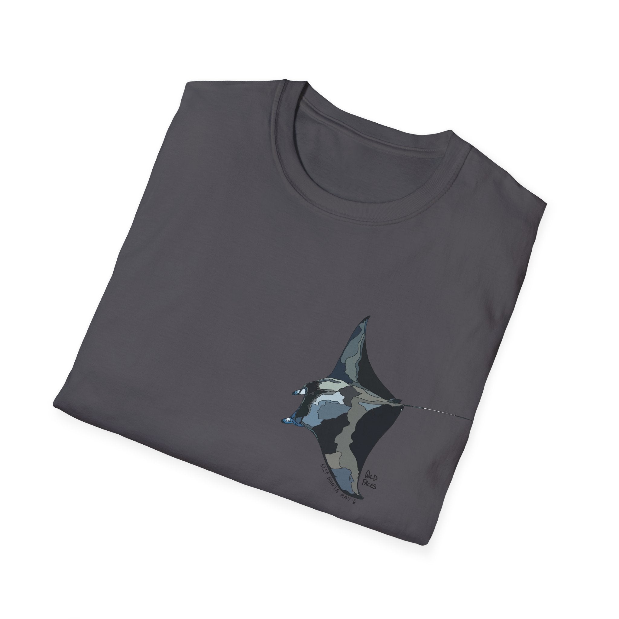Reef Manta Ray- small design - Unisex Softstyle T-Shirt Printify