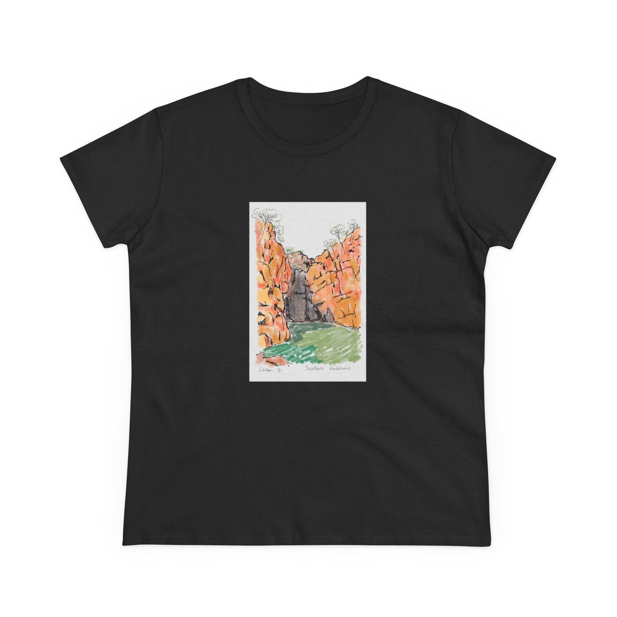 Southern Rockhole, Nitmiluk - Women's Midweight Cotton Tee Printify