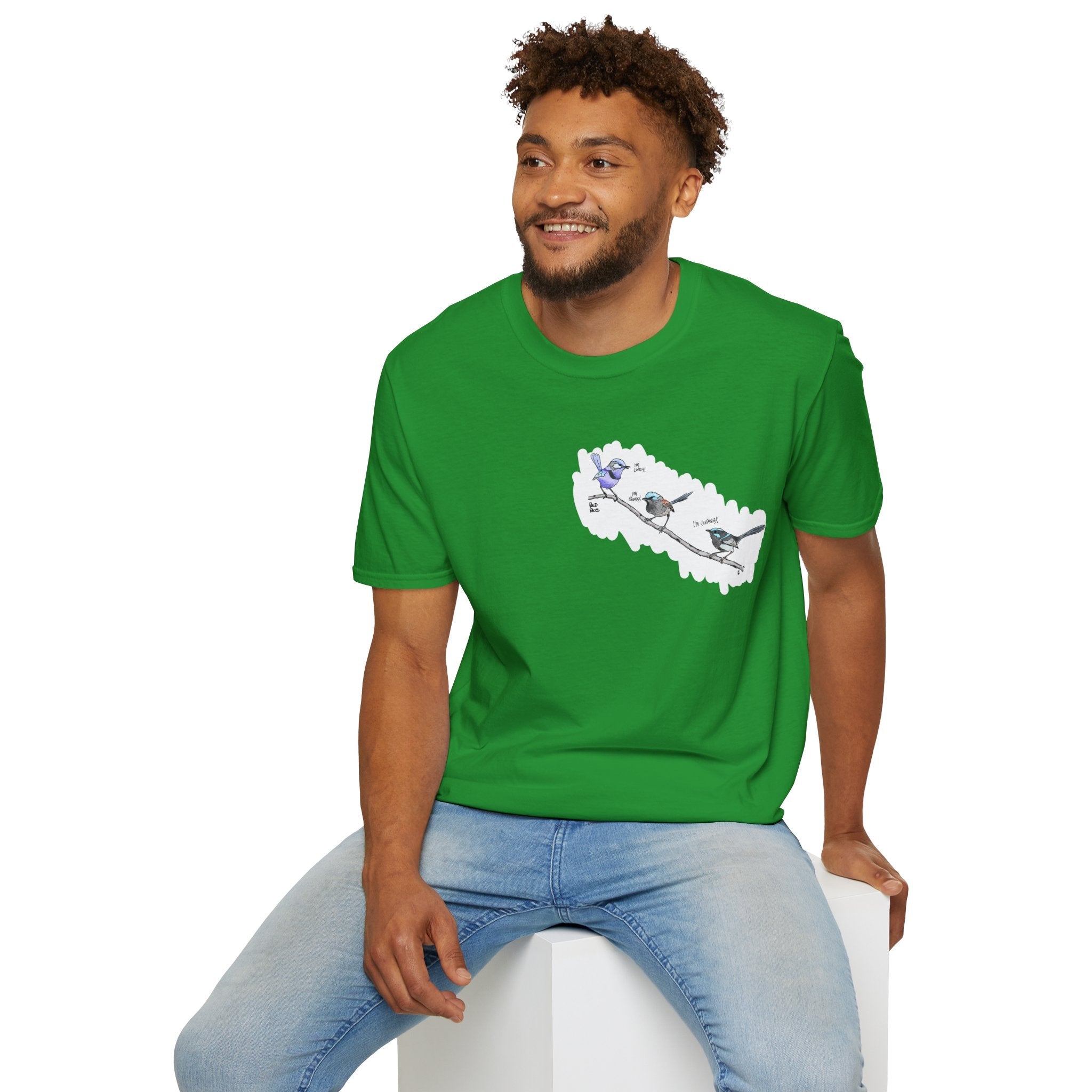 A trio of  Fairy-wrens (spendid, superb and lovely) - Small design - Unisex Softstyle T-Shirt Printify