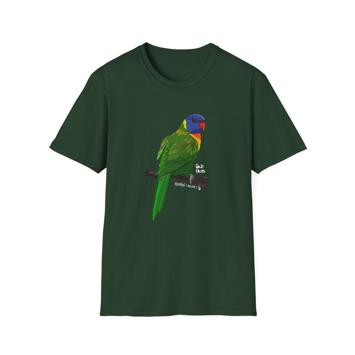 Rainbow Lorikeet (white writing) - Unisex Softstyle T-Shirt
