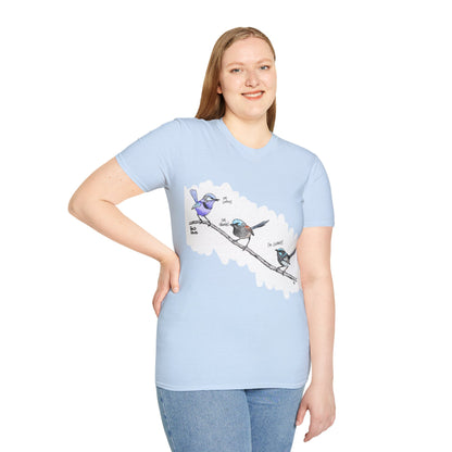 A trio of  Fairy-wrens (spendid, superb and lovely) - Unisex Softstyle T-Shirt