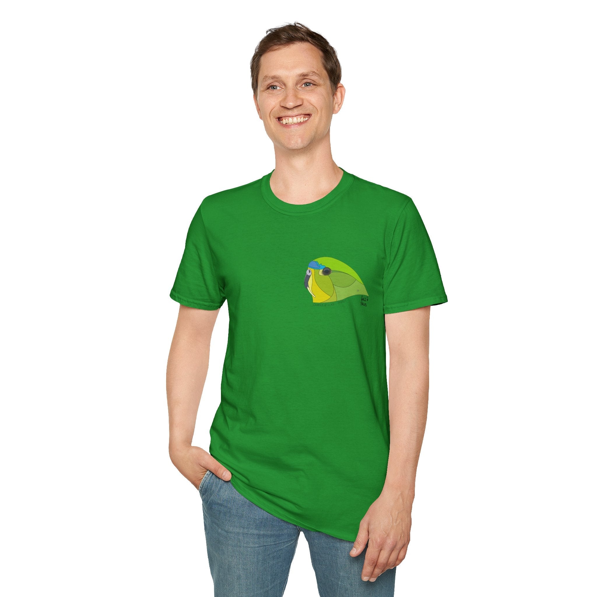 Orange-bellied Parrot - Small design- Unisex Softstyle T-Shirt Printify