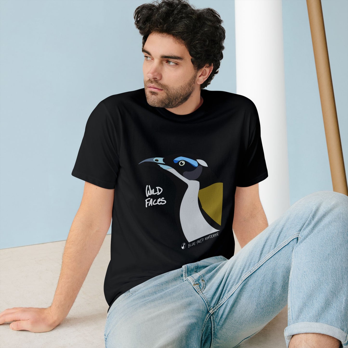 Blue-faced Honeyeater (white font) | Organic Staple T-shirt