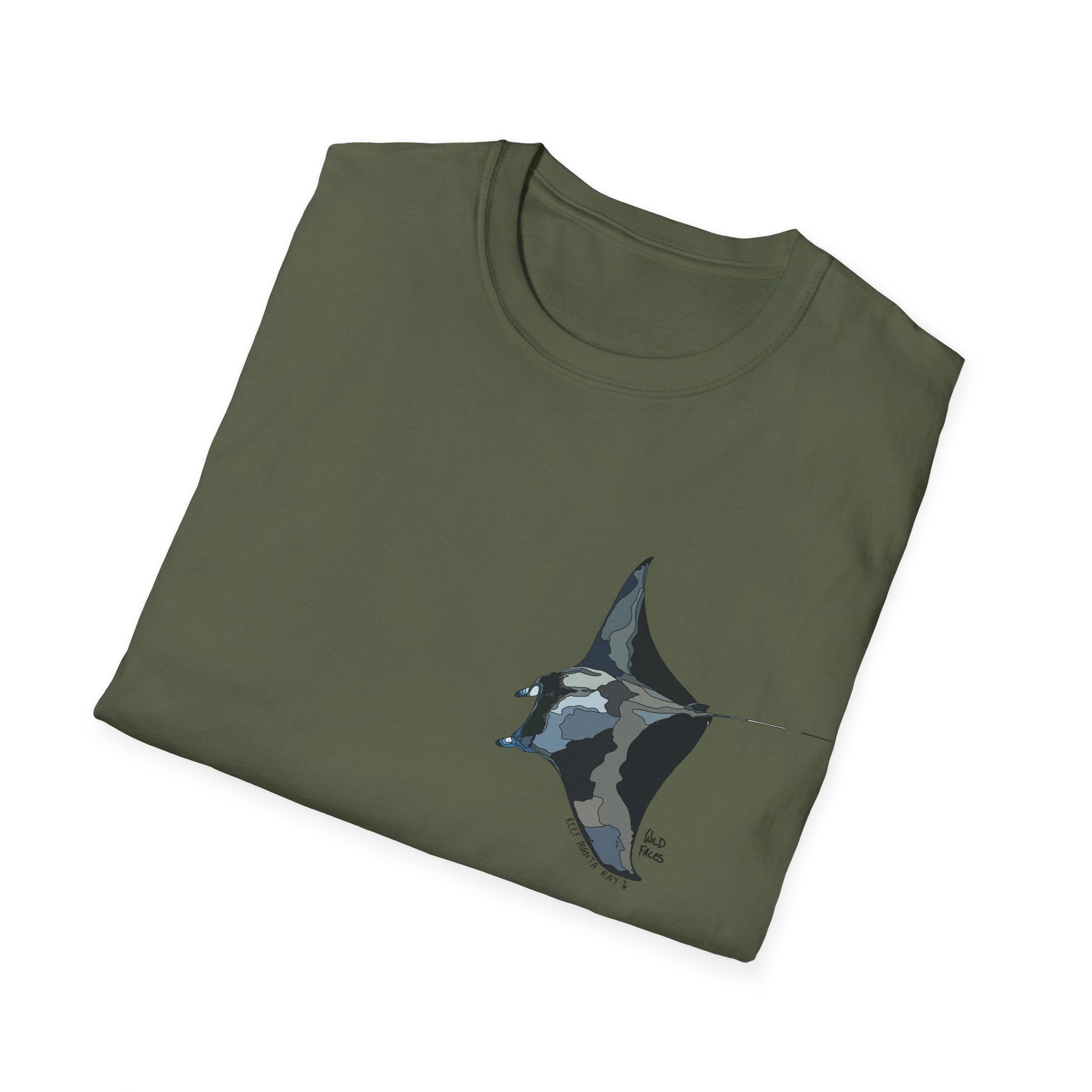 Reef Manta Ray- small design - Unisex Softstyle T-Shirt Printify