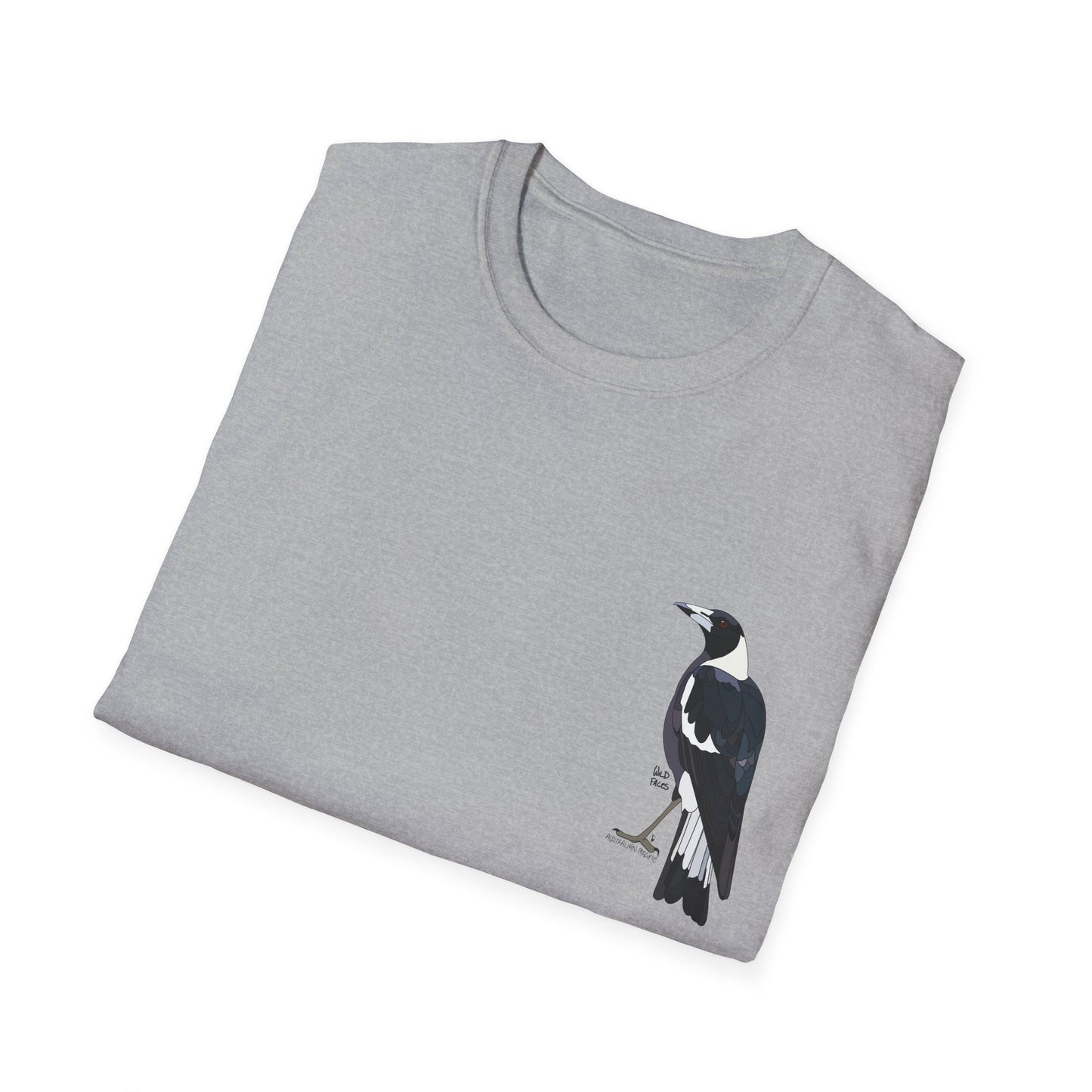 Australian Magpie - Small design - Unisex Softstyle T-Shirt Printify