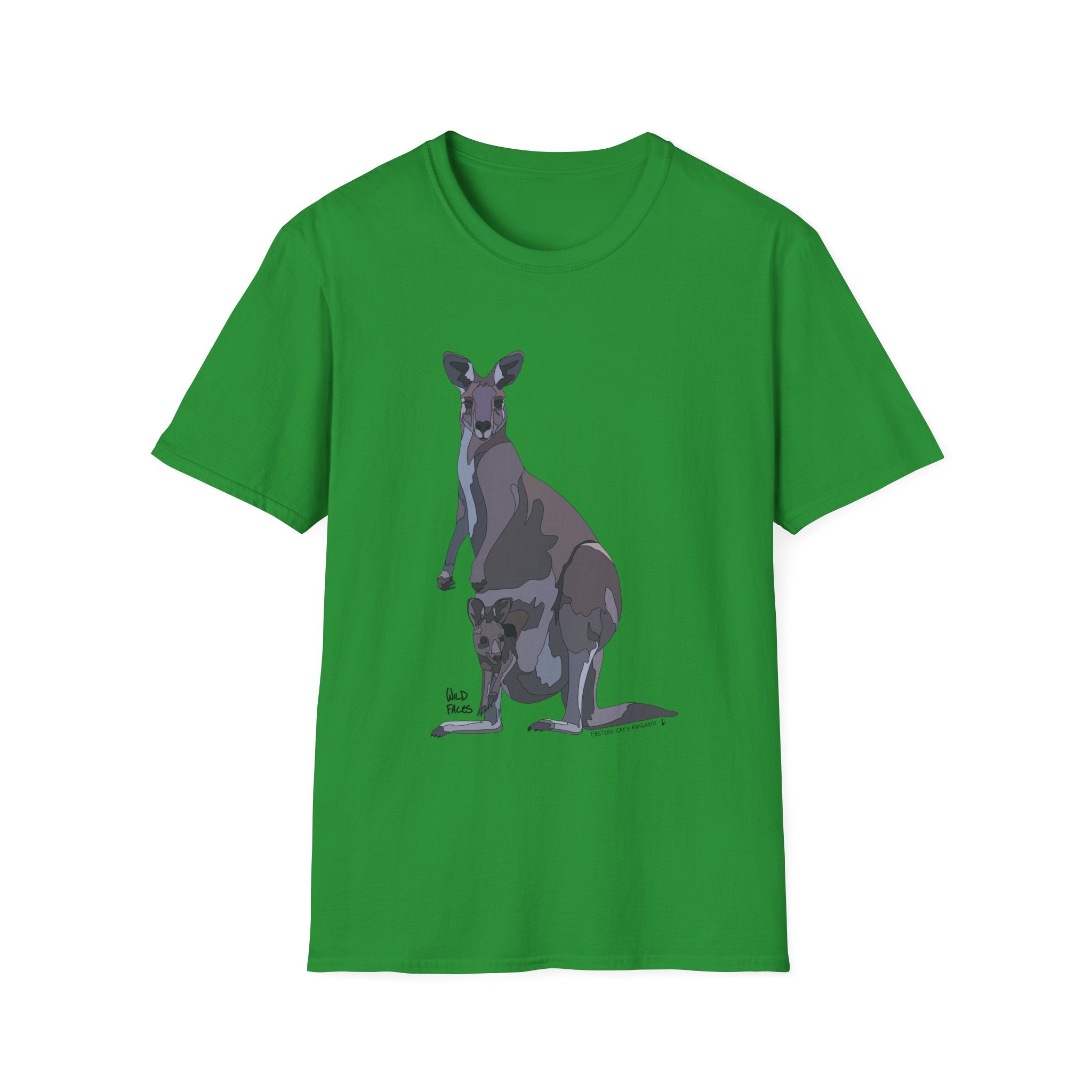 Eastern Grey Kangaroo (with joey) - Unisex Softstyle T-Shirt