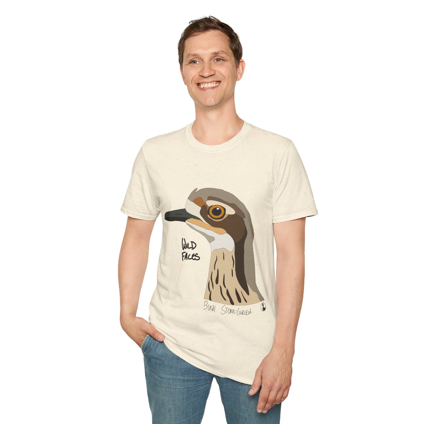 Bush Stone-curlew Head - Unisex Softstyle T-Shirt