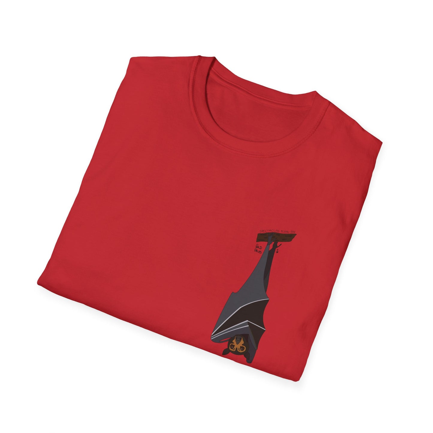 Spectacled Flying Fox - Small design - Unisex Softstyle T-Shirt