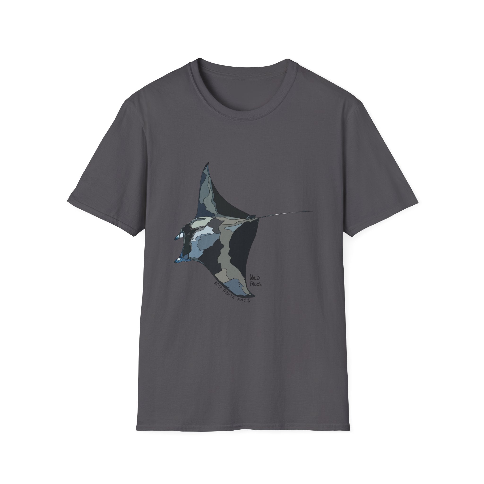 Reef Manta Ray- large design - Unisex Softstyle T-Shirt Printify