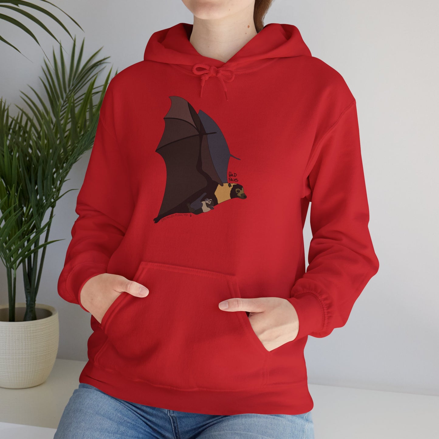 Spectacled Flying Fox (in flight) | Unisex Heavy Blend™ Hooded Sweatshirt