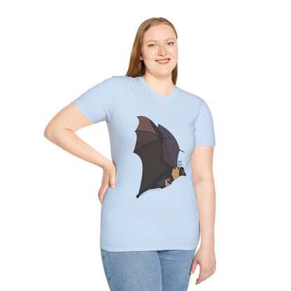 Spectacled Flying Fox (in flight) - Unisex Softstyle T-Shirt