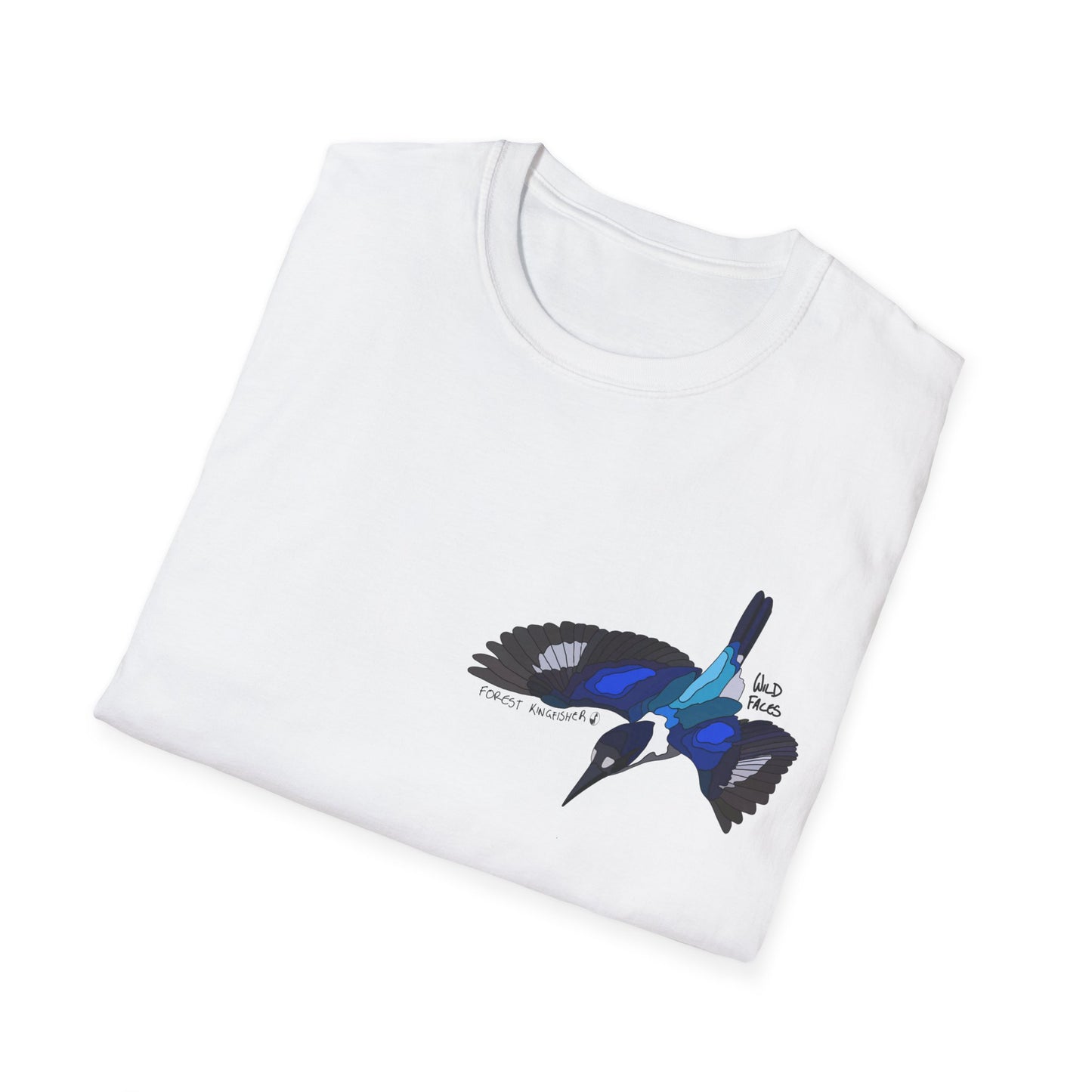 Forest Kingfisher (flying) - Small design - Unisex Softstyle T-Shirt