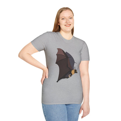 Spectacled Flying Fox (in flight) - Unisex Softstyle T-Shirt