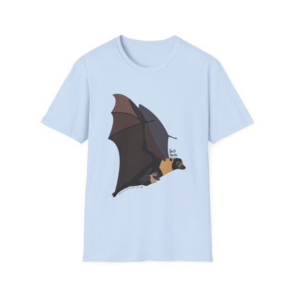 Spectacled Flying Fox (in flight) - Unisex Softstyle T-Shirt