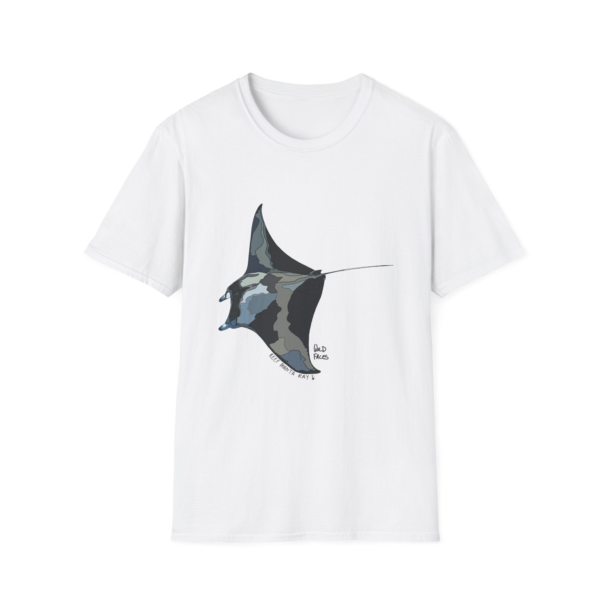 Reef Manta Ray- large design - Unisex Softstyle T-Shirt Printify