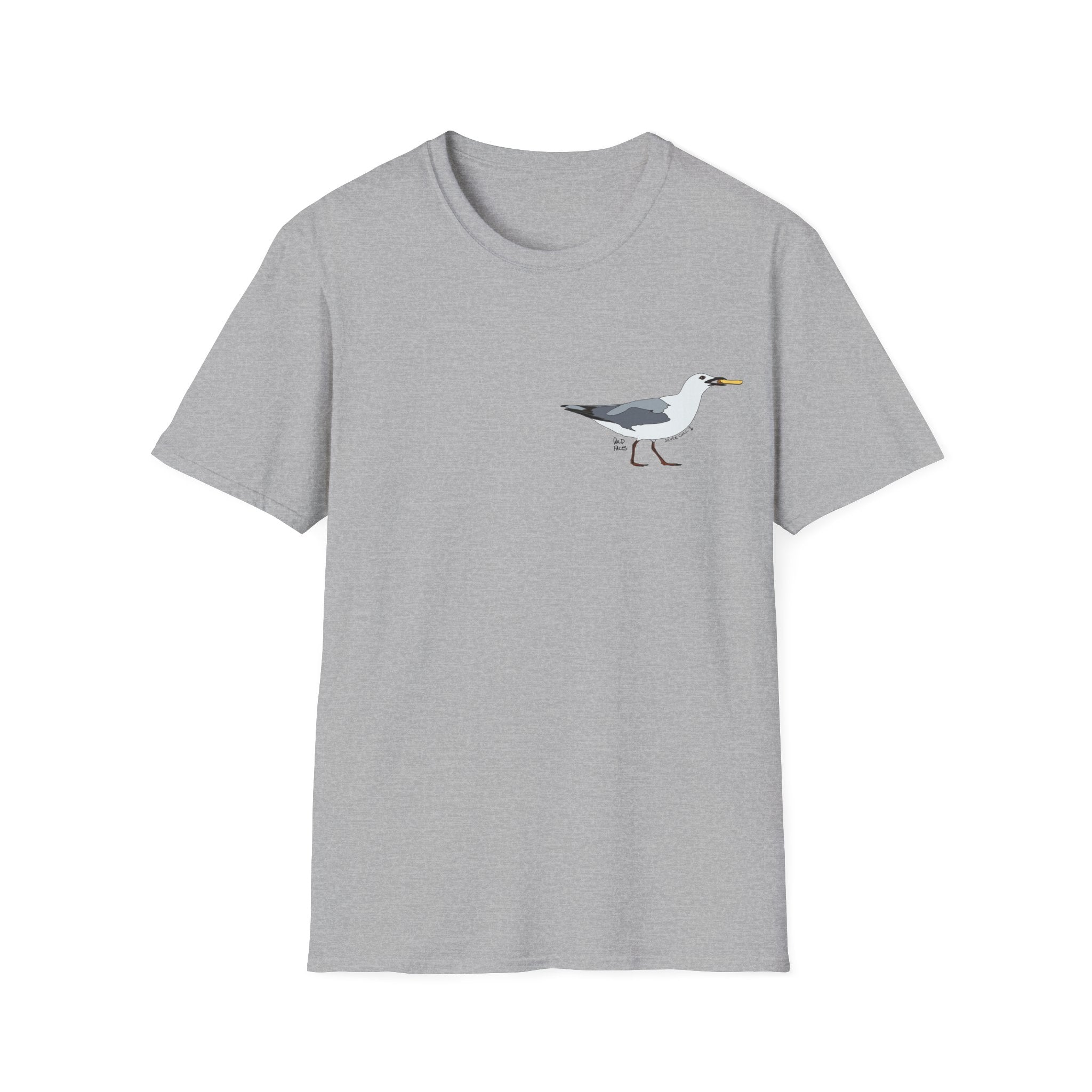 Silver Gull - standing with chip - Small design - Unisex Softstyle T-Shirt