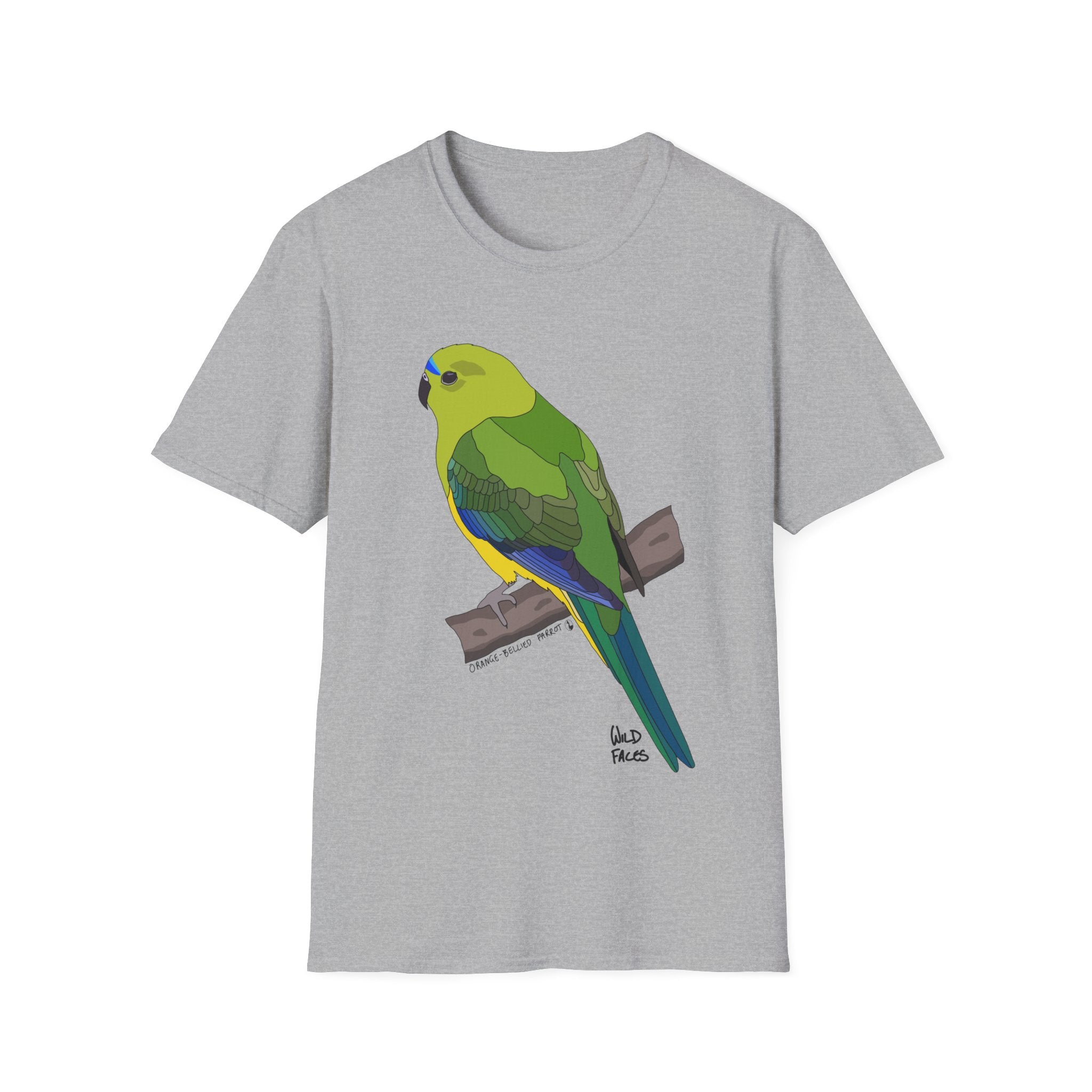 Orange-bellied Parrot (whole body) - Unisex Softstyle T-Shirt